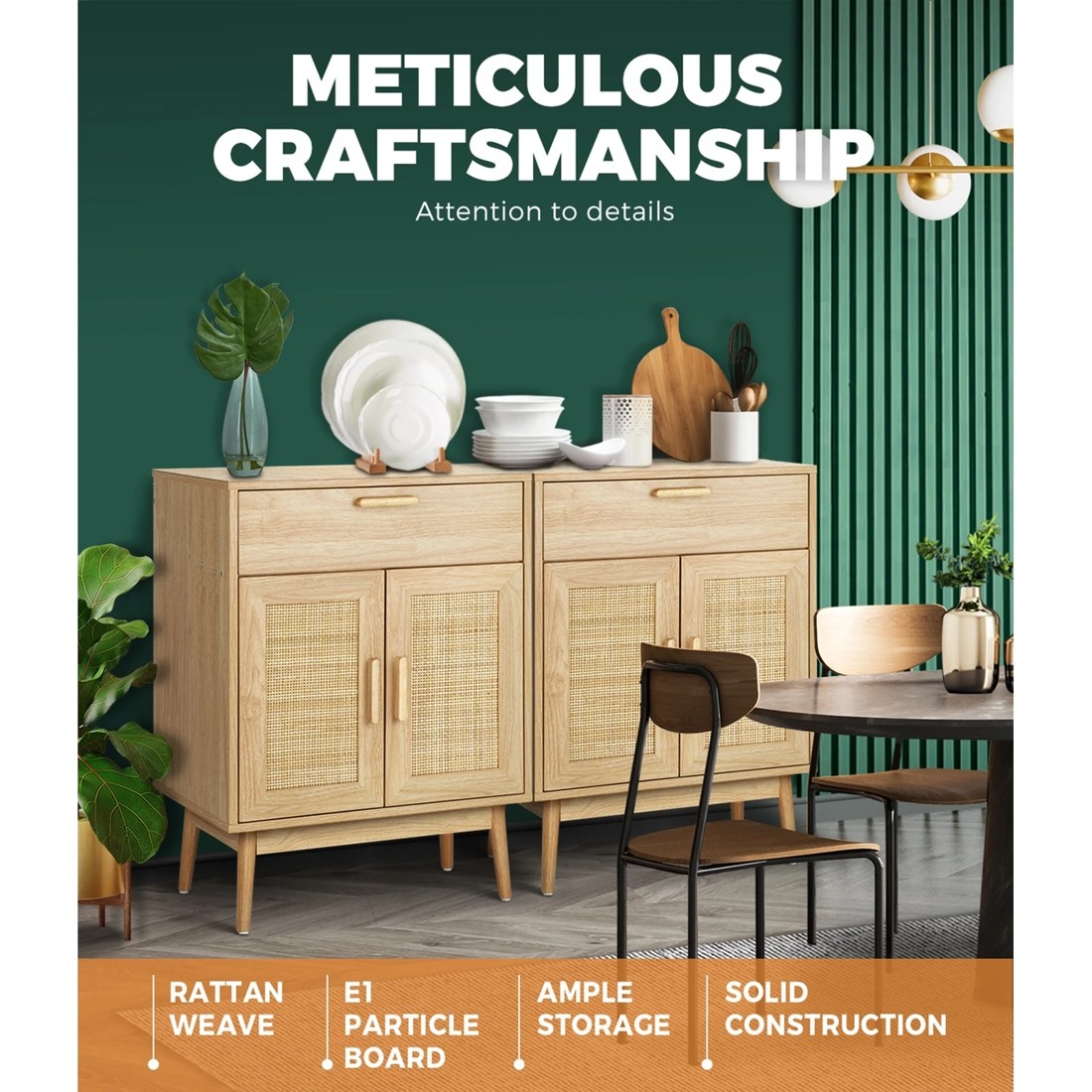 3 Oikiture Rattan Sideboard
 - Natural, 3 of 10