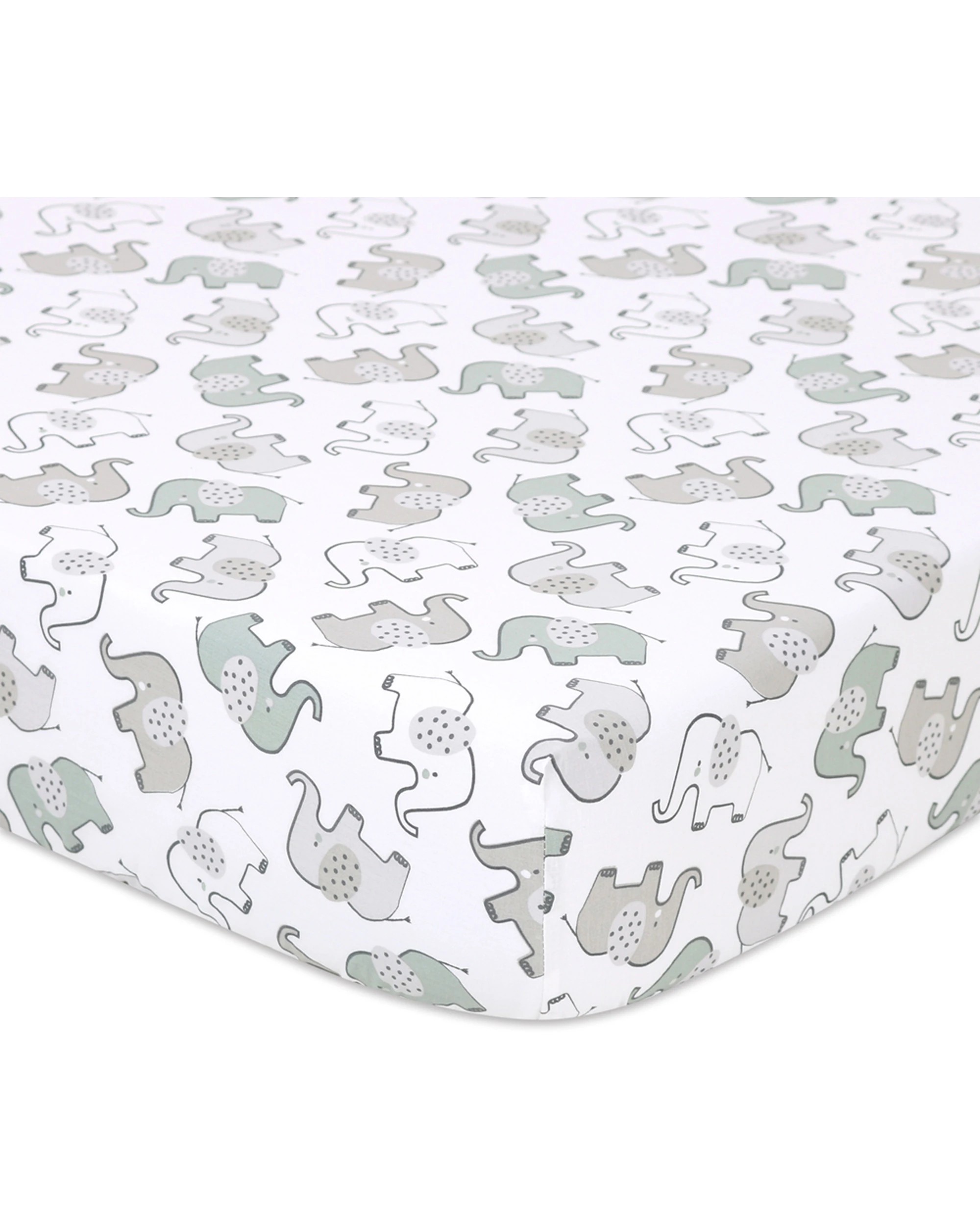 2 Little Haven Cot Fitted Sheet Elephant Breathable Cotton Baby Bedding Soft - Multi, 2 of 3
