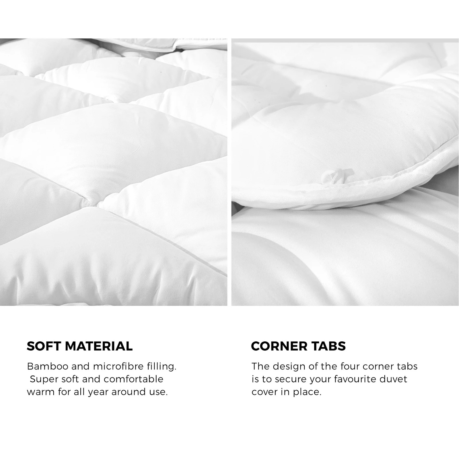 6 Bedra Bedding Queen Microfibre Bamboo Quilt Duvet Doona 400GSM - White, 6 of 10