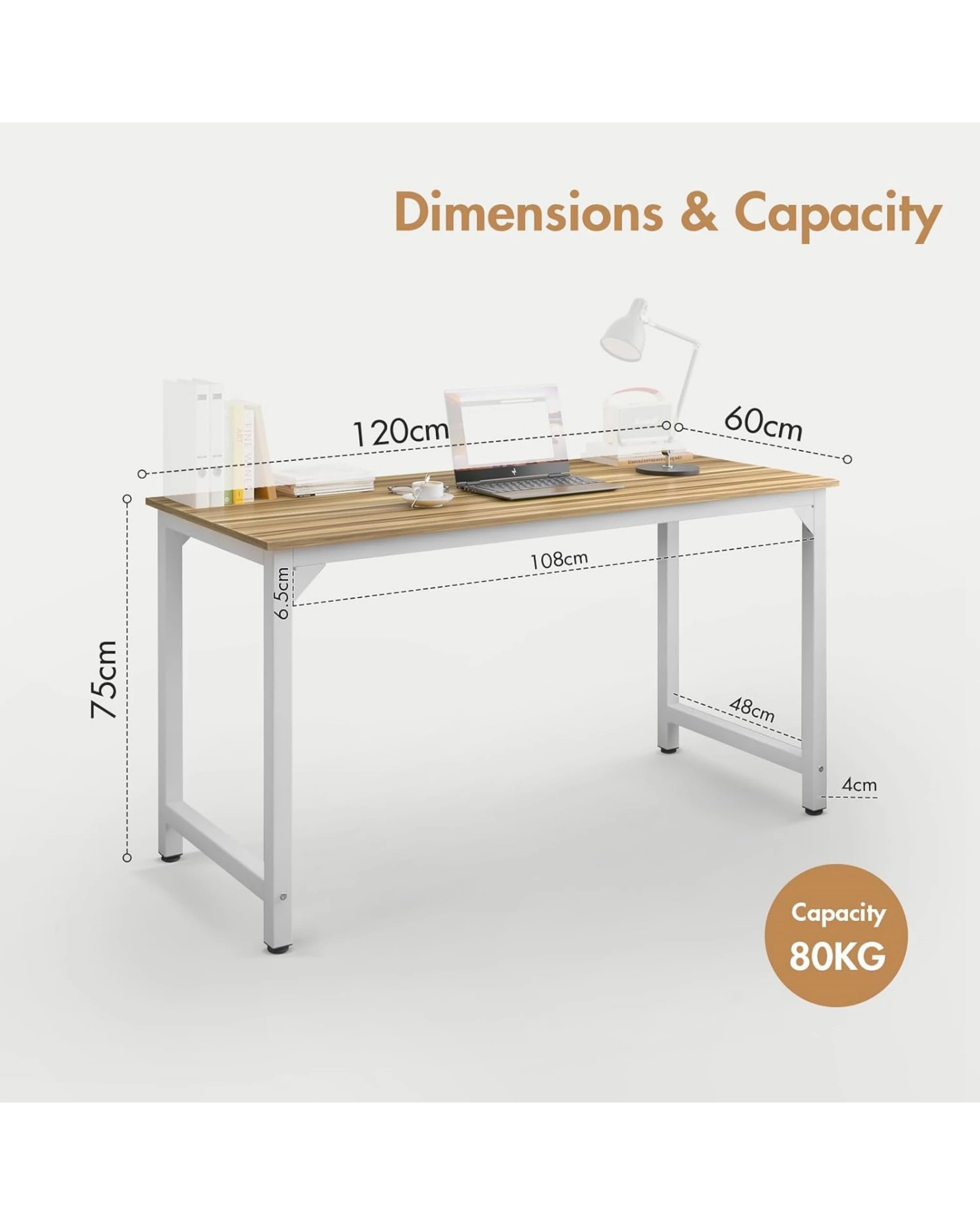 2 Advwin 120cm Computer Desk Home Office Table Wooden Workstation, 2 of 8