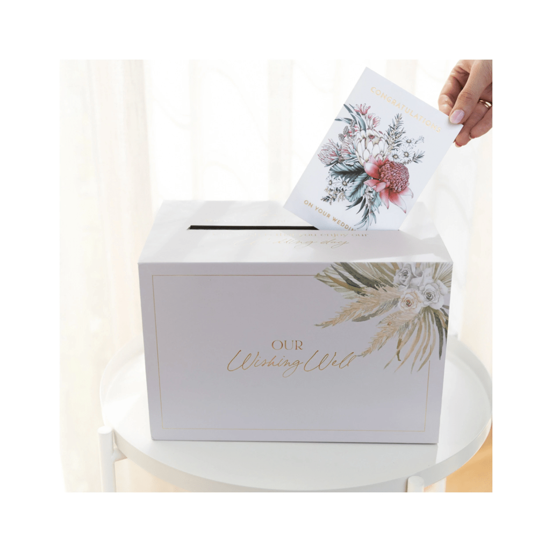 8 Splosh Floral Wedding/engagement Party Our Wishing Well Box W/ Slot 30x20cm
 - Pink, 8 of 9