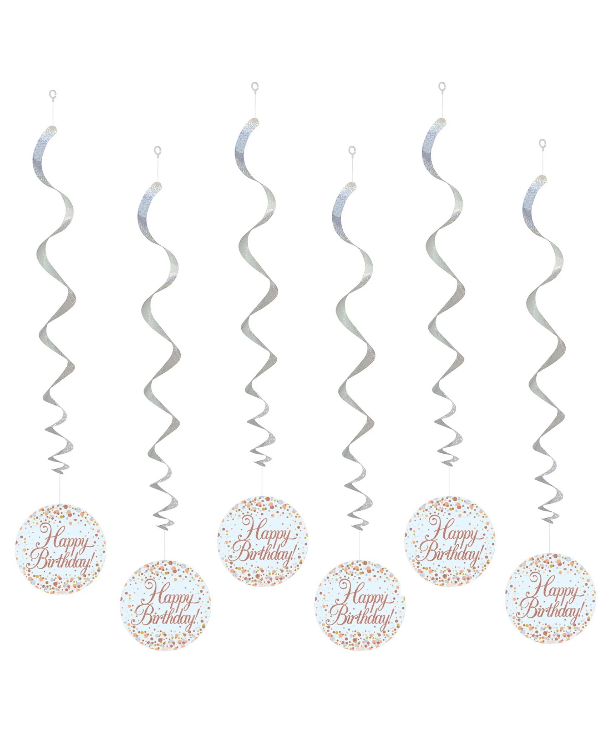 1 Alpen Sparkling Fizz Rose Happy Birthday Holographic Swirls Pack of 6 - Gold, 1 of 2
