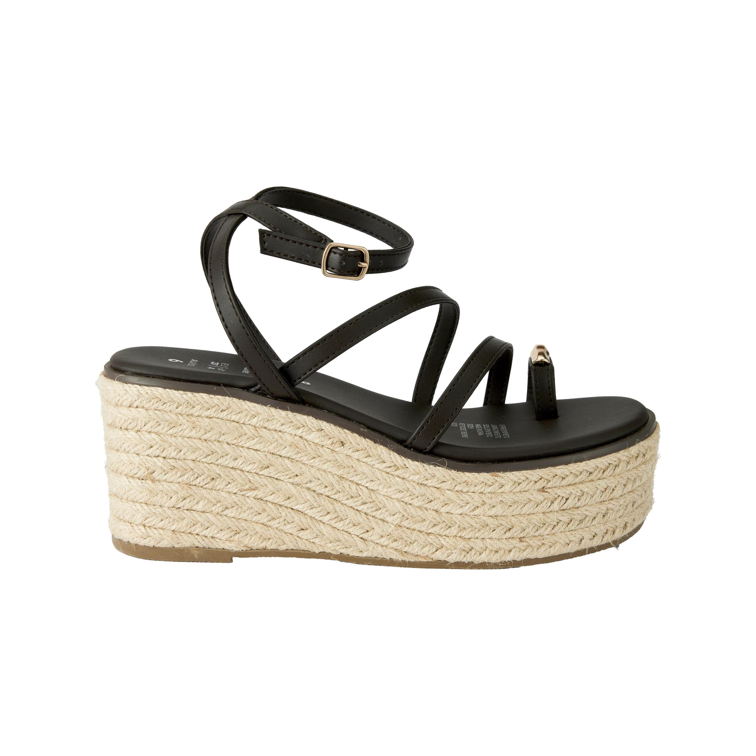 1 Strappy Espadrille Wedge Heels Bittr Choc, 1 of 5