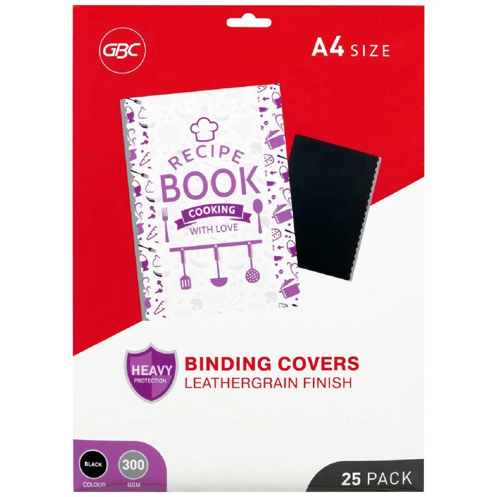 1 GBC Creative Binding Cover A4 Leathergrain Black 25 Pack, 1 of 2
