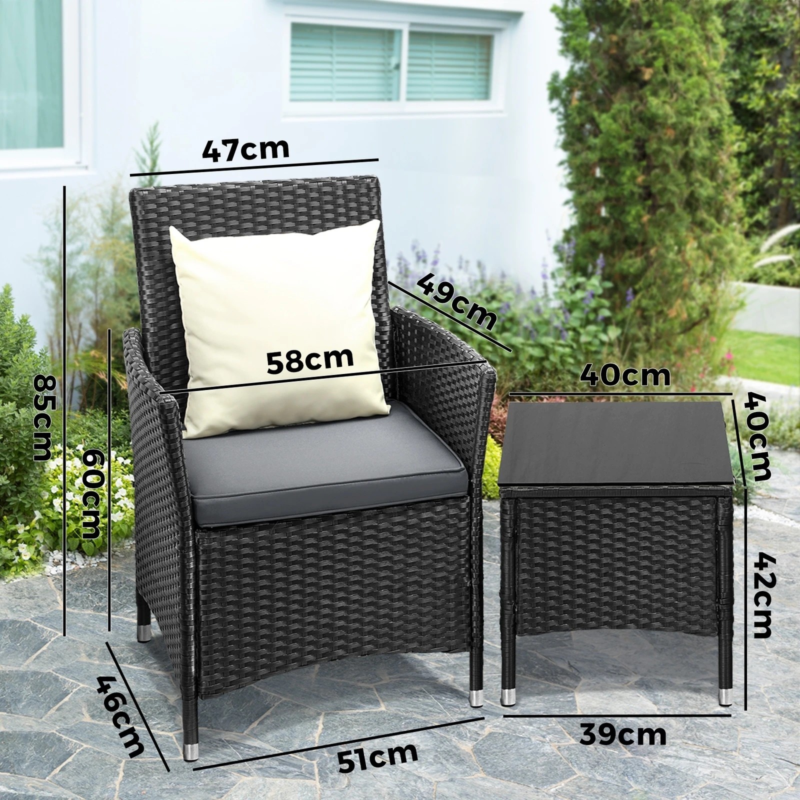 9 Livsip Outdoor Furniture 3 Piece Wicker Bistro Set Patio Chairs Table Garden
 - Multi, 9 of 10