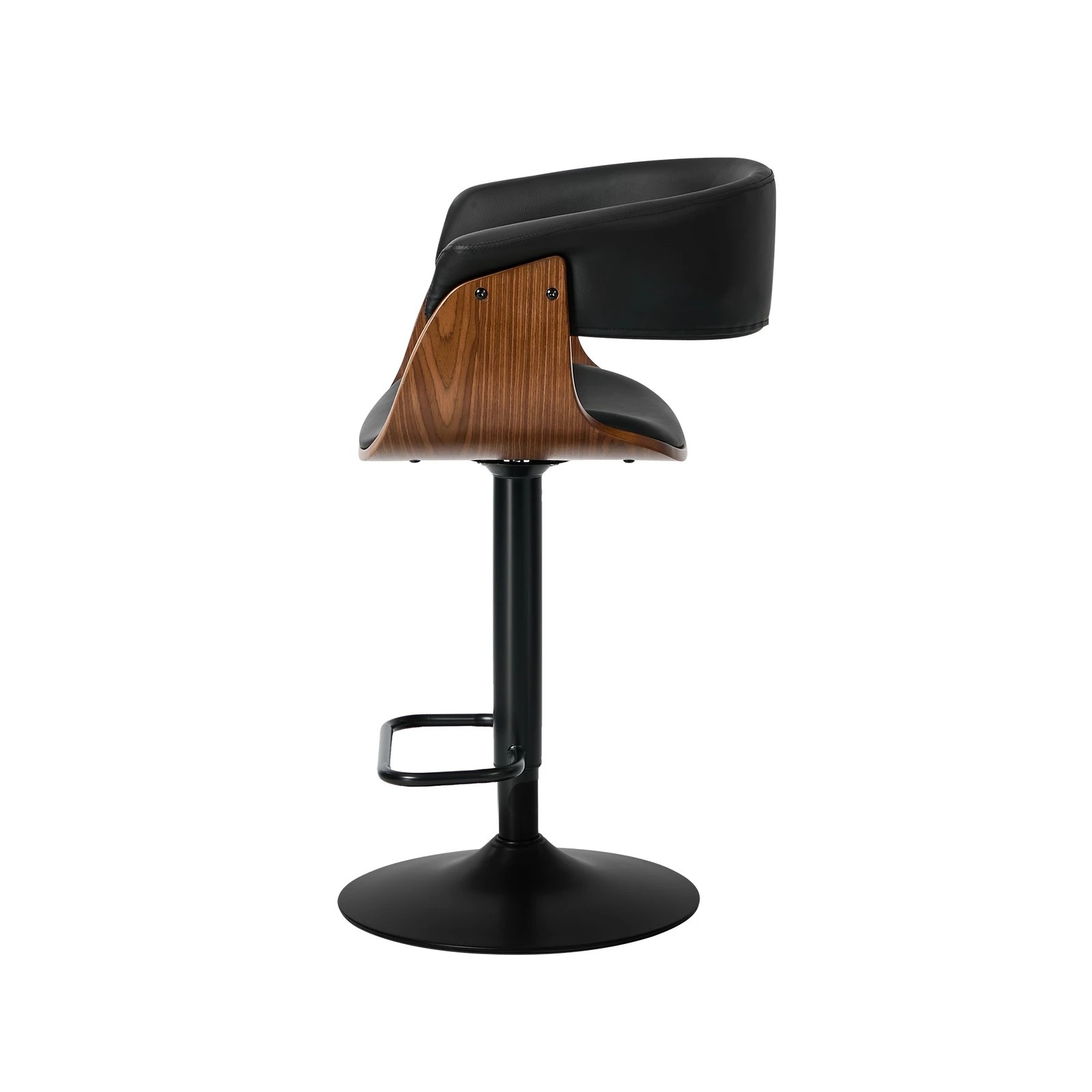 8 Oikiture 2x Bar Stools Swivel Gas Lift Counter Stool Armrest Leather - Black, 8 of 8