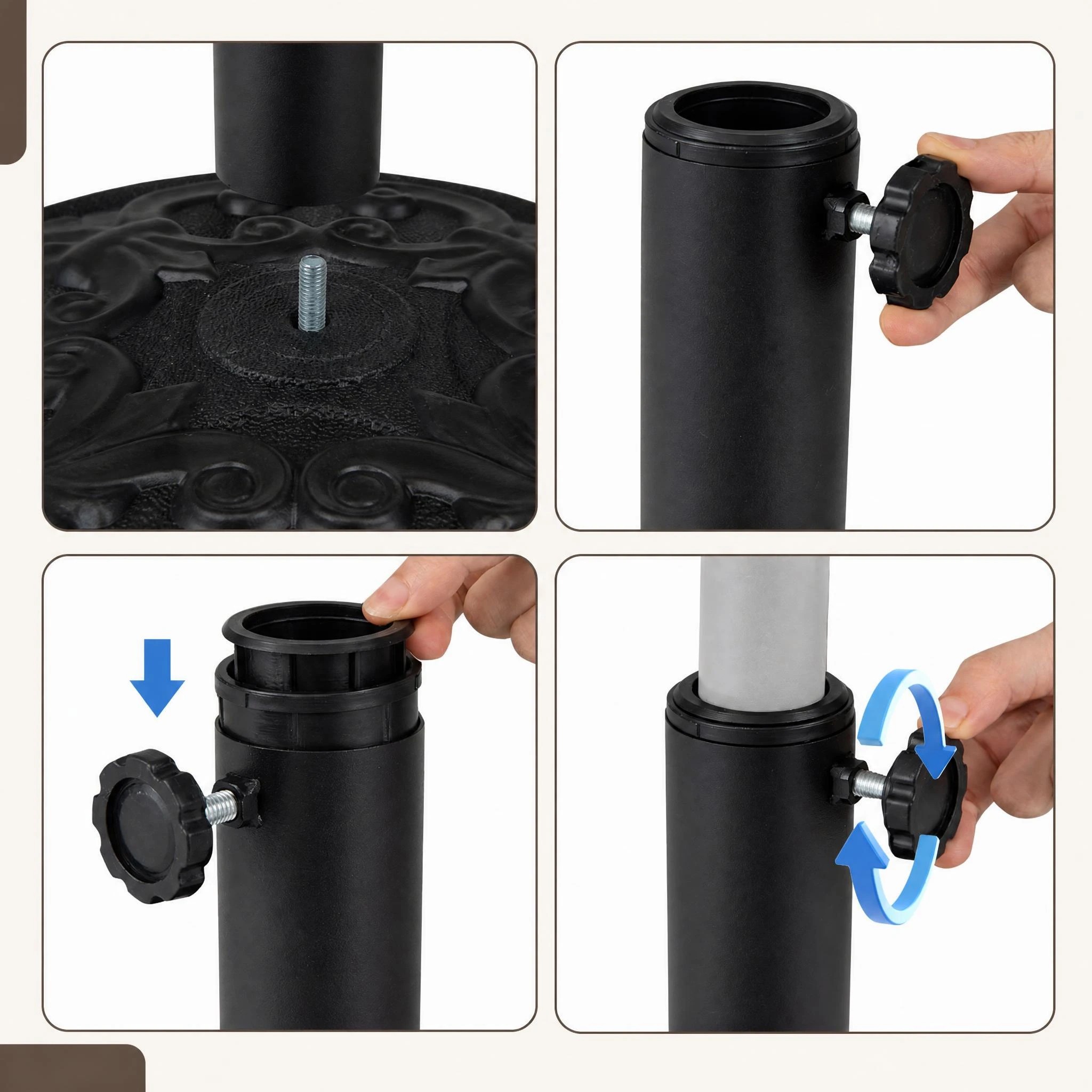 2 Costway Concrete Patio Umbrella Base 12kg Round Weighted Stand Parasol Holder, 2 of 7