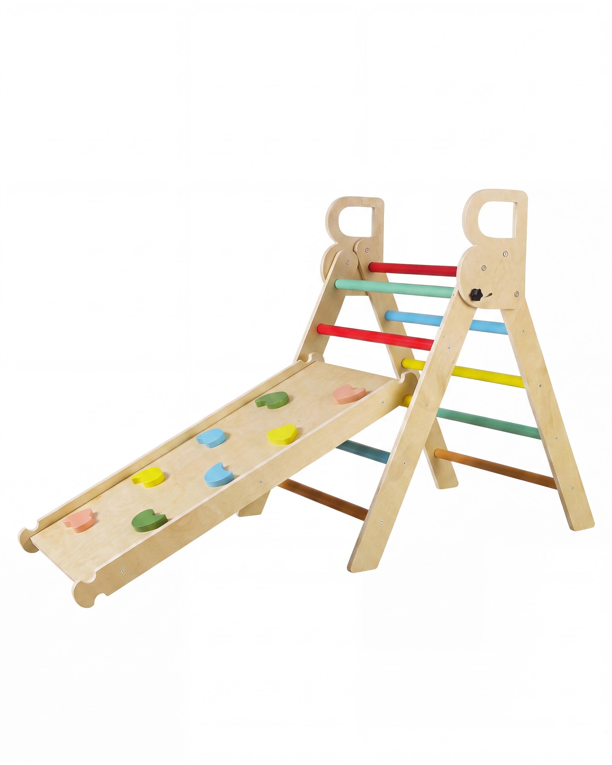 7 PlayPals 7-In-1 Pikler Triangle Set Toddler Wood Climb Play Set w/ Easy-Grip Handles, 7 of 9