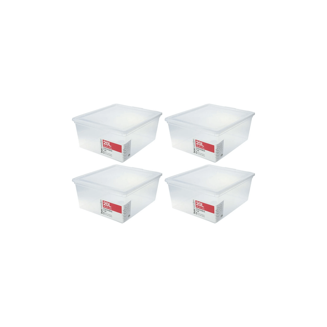 1 Boxsweden 4x 20L Storage Tub Stackable Food Safe Storage Container Value Pack - Plain, 1 of 3