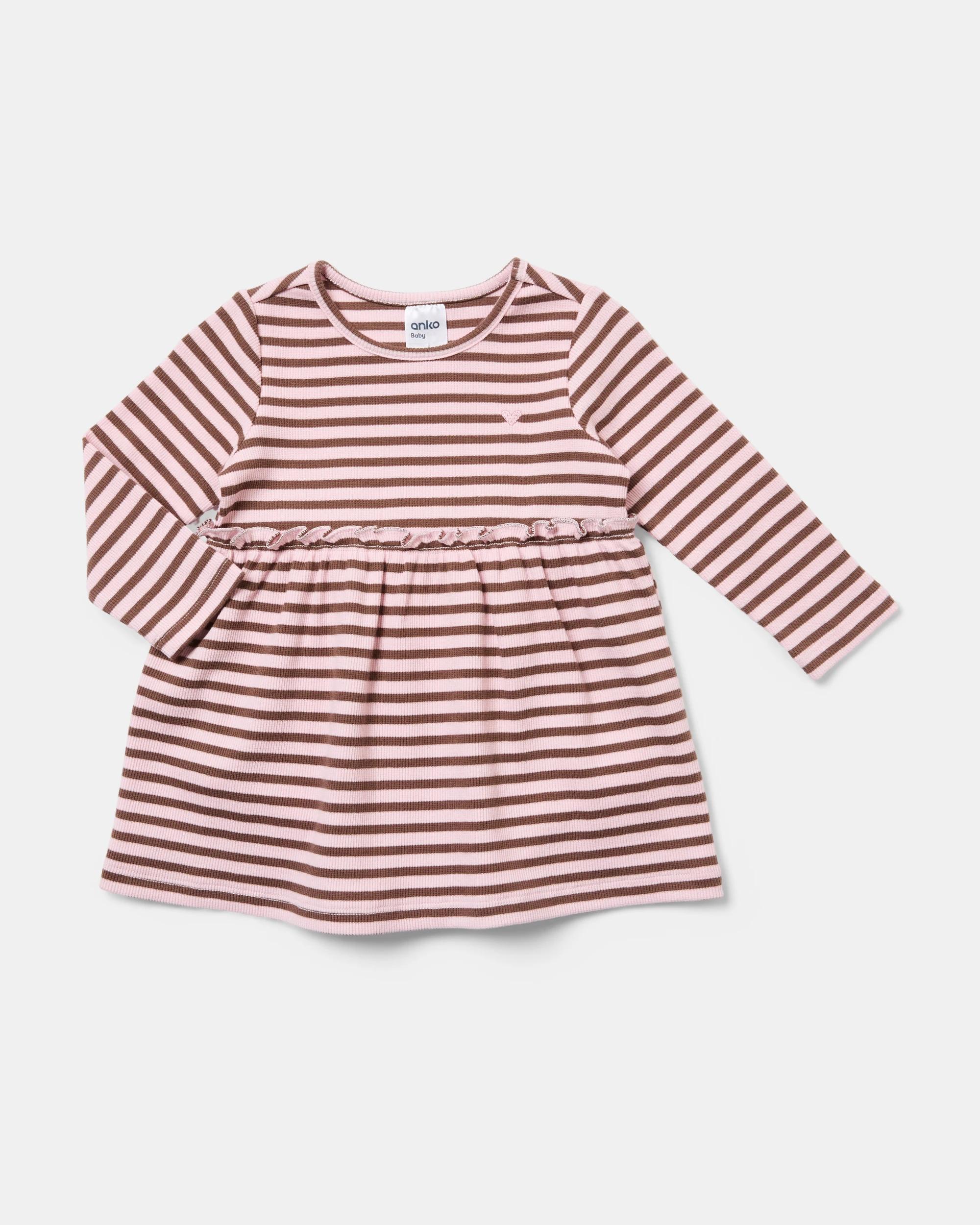1 Long Sleeve Ribbed Bodysuit Dress Stripe, 1 of 4