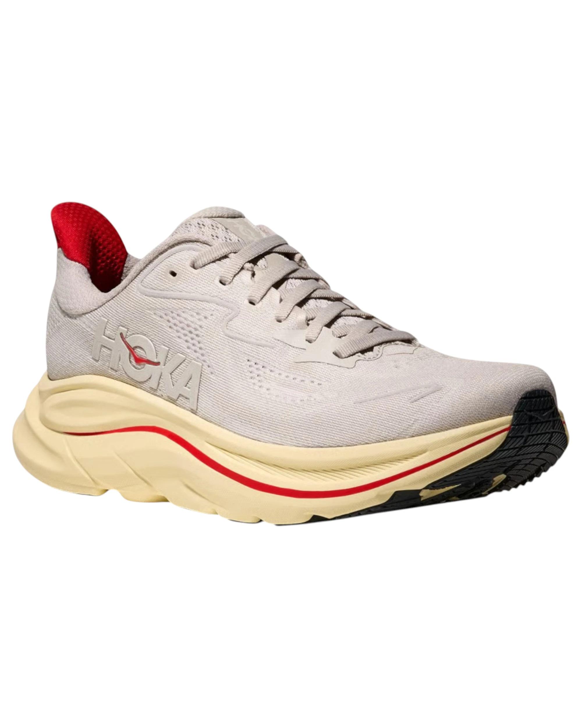 4 Hoka Womens Clifton 10 Gold Athletic Running Shoes STUCCO/CERISE, 4 of 8