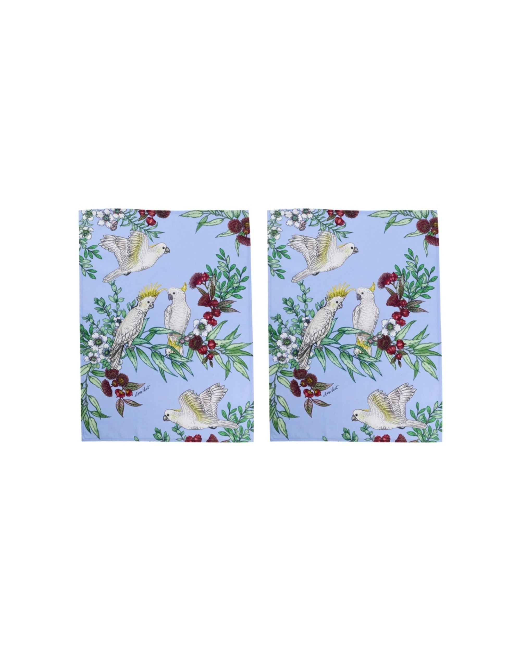 1 Maxwell & Williams 2x Eloise Short Grace Tea Towel Set 50x70cm Crested Cockatoo - Multi, 1 of 3