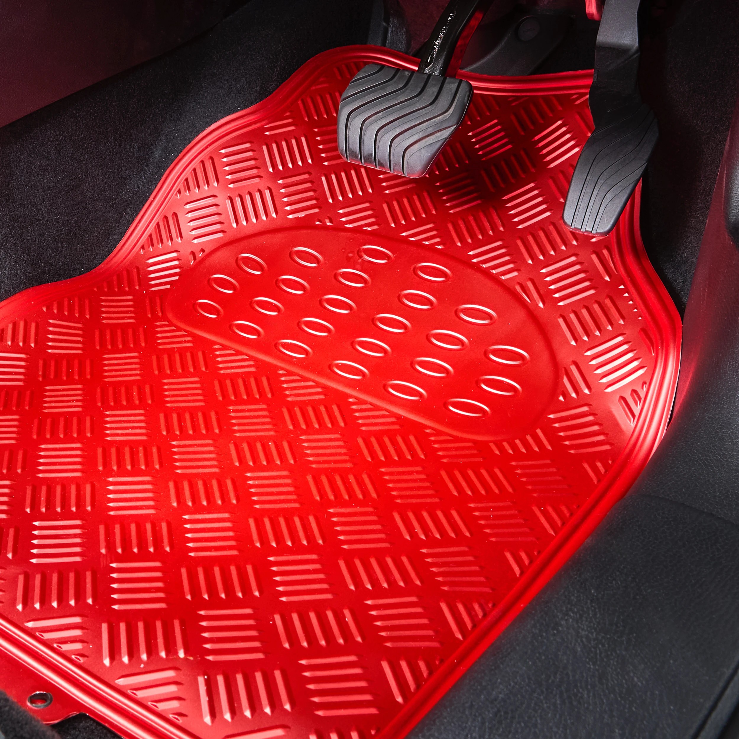 1 4 Pack Metallic Floor Mats - Red, 1 of 9