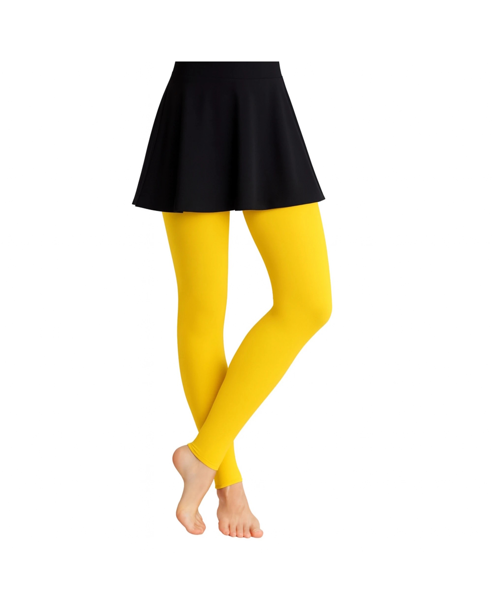 1 Partyrama Footless Tights - One Size - Yellow, 1 of 2