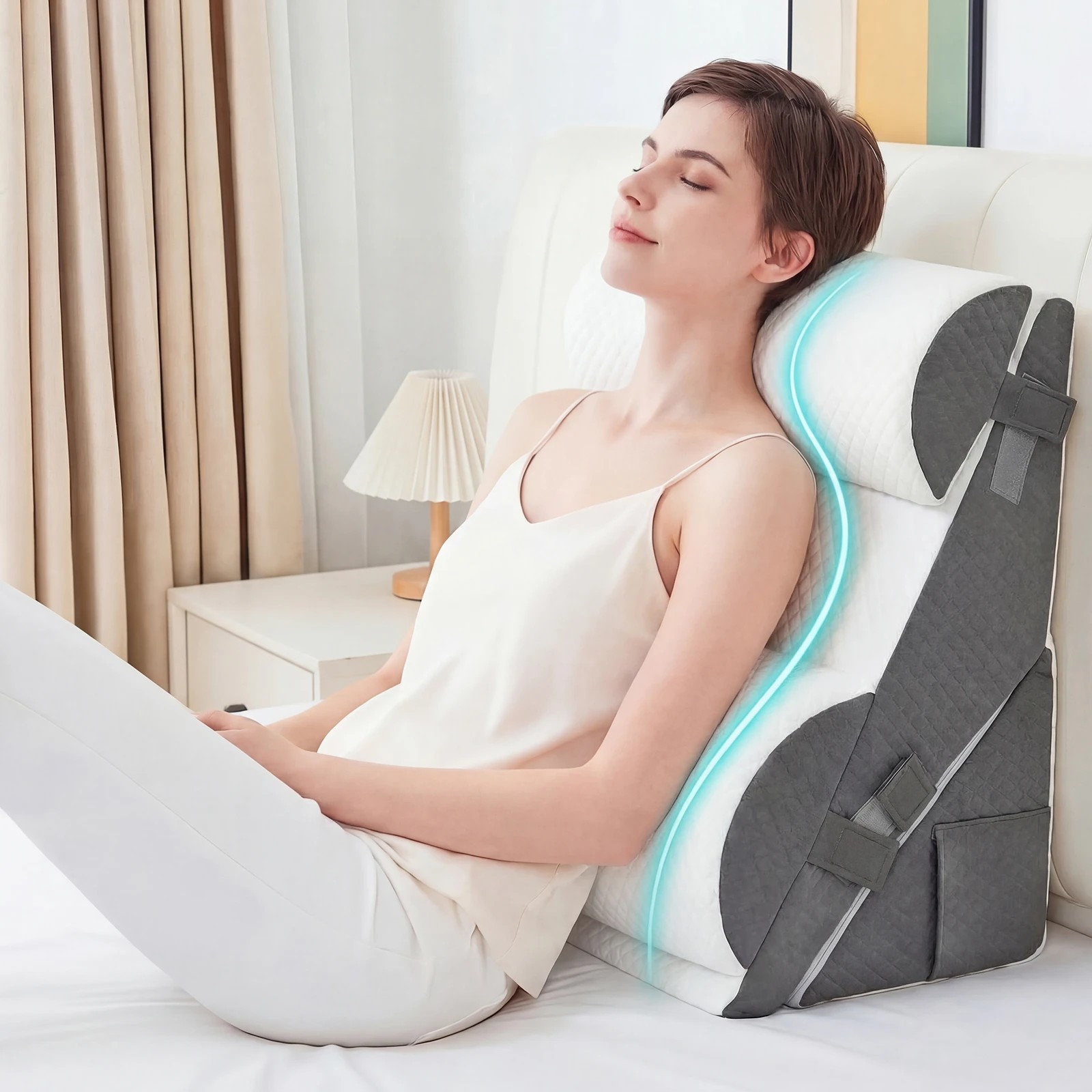 9 Advwin Bed Wedge Pillow Set 4 Pcs Adjustable Foam Reading Pillow - White, 9 of 9