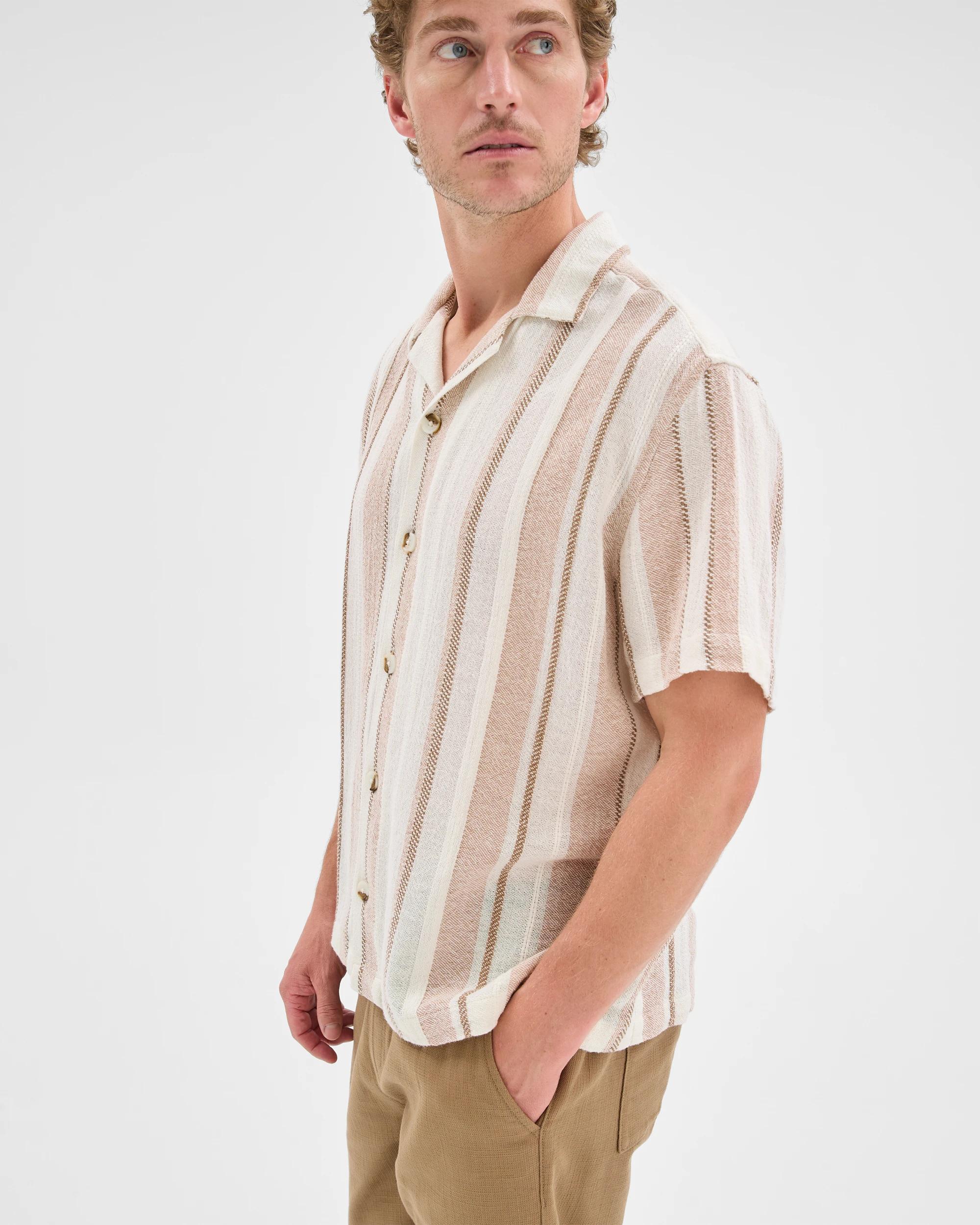 4 Target Man Textured Stripe Short Sleeve Shirt BROWN STRIPE, 4 of 7