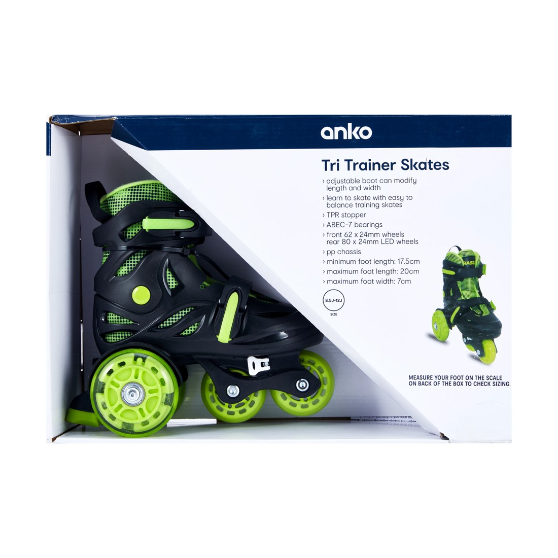 8 Tri Trainer Skates - Black and Green, Size 8.5 to 12, 8 of 9