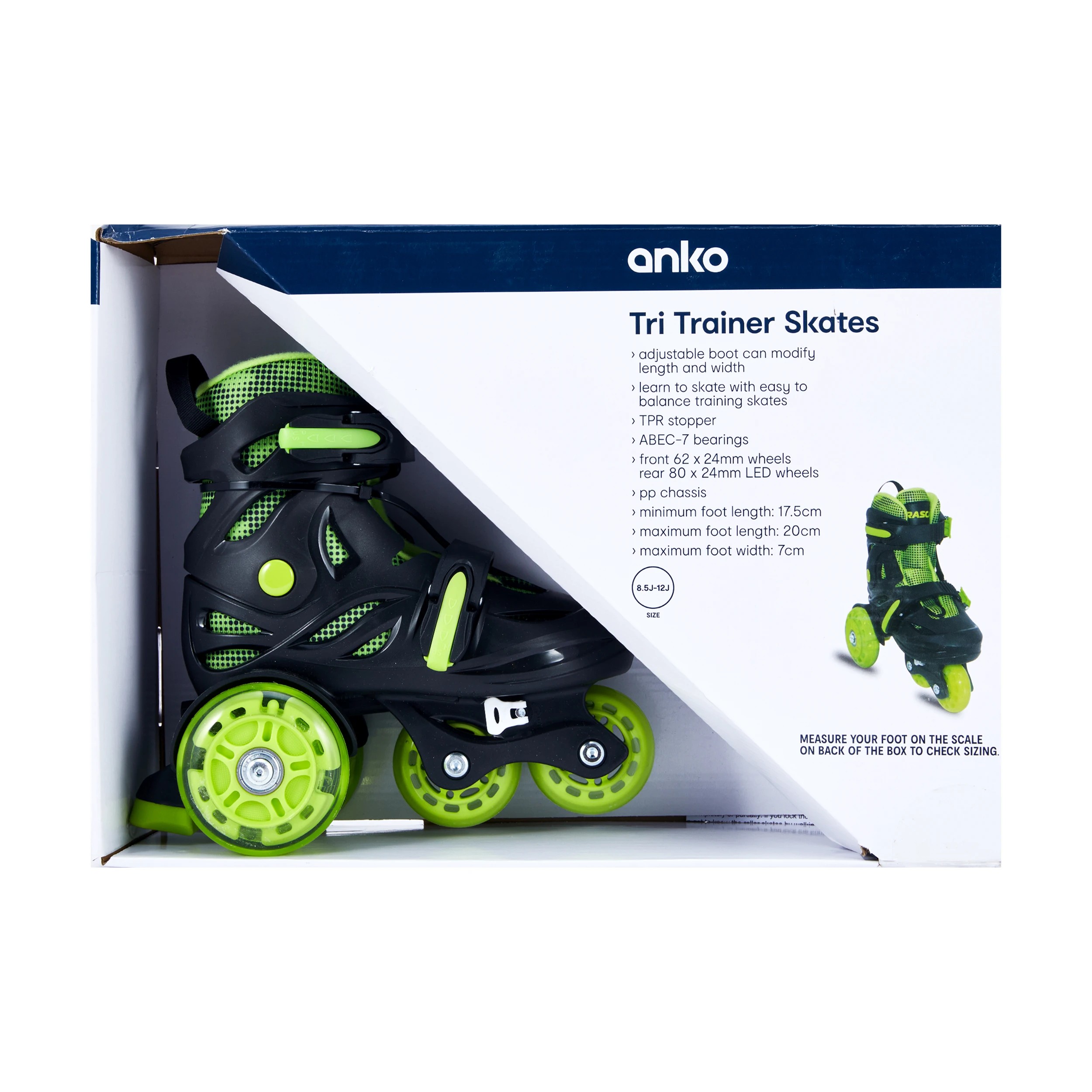 8 Tri Trainer Skates - Black and Green, Size 8.5 to 12, 8 of 9