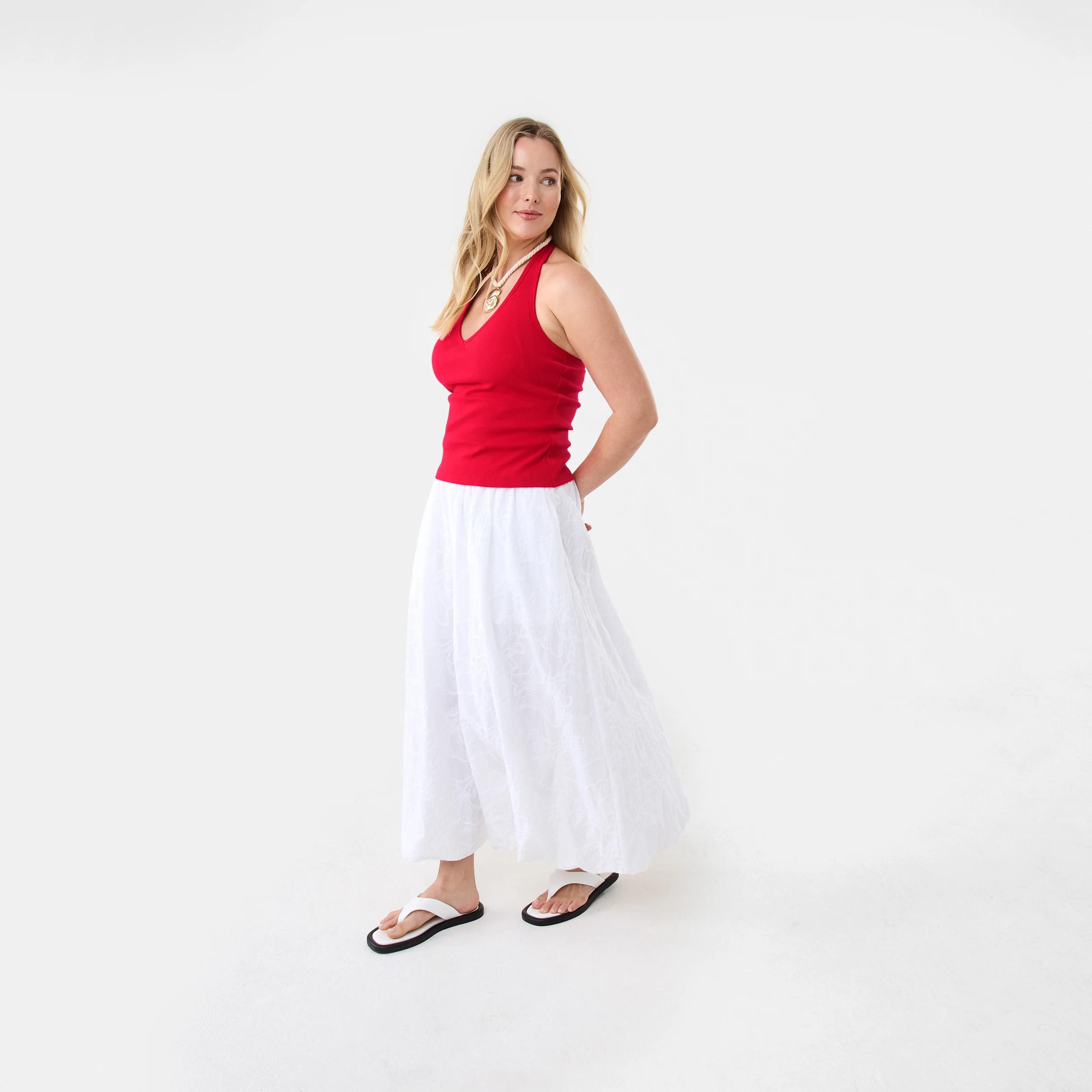 3 Embroidered Bubble Hem Maxi Skirt White, 3 of 8