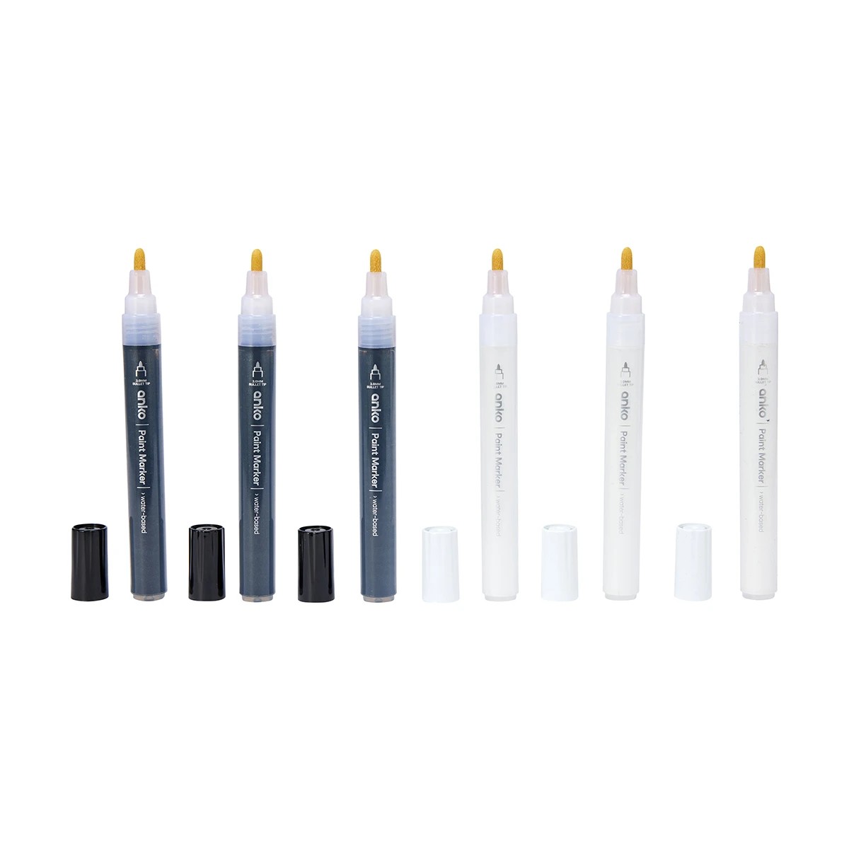3 6 Pack Acrylic Paint Markers - Black and White, 3 of 5