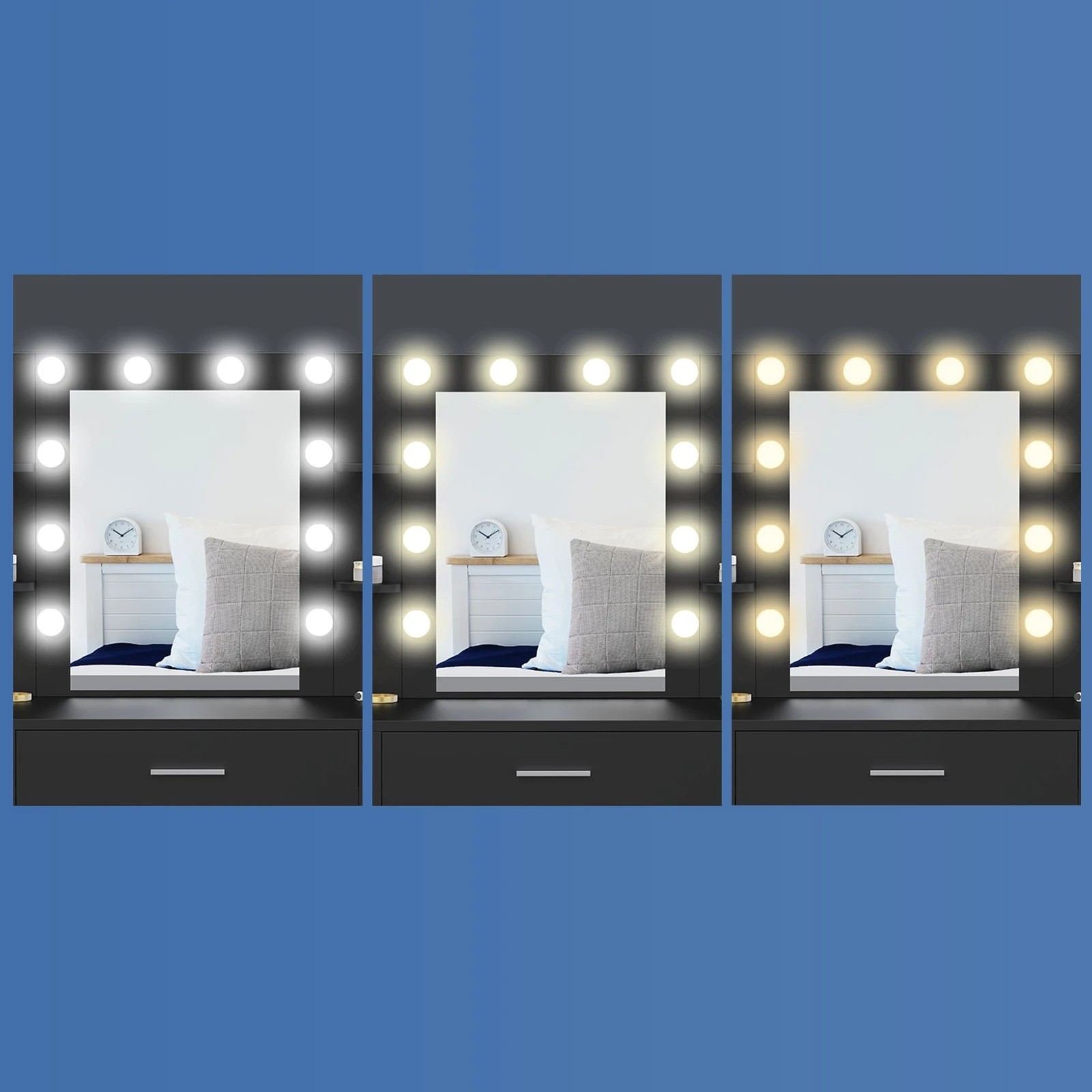 8 Alfordson Dressing Table Stool Set Makeup Mirror Vanity Desk LED Bulbs - Black, 8 of 10