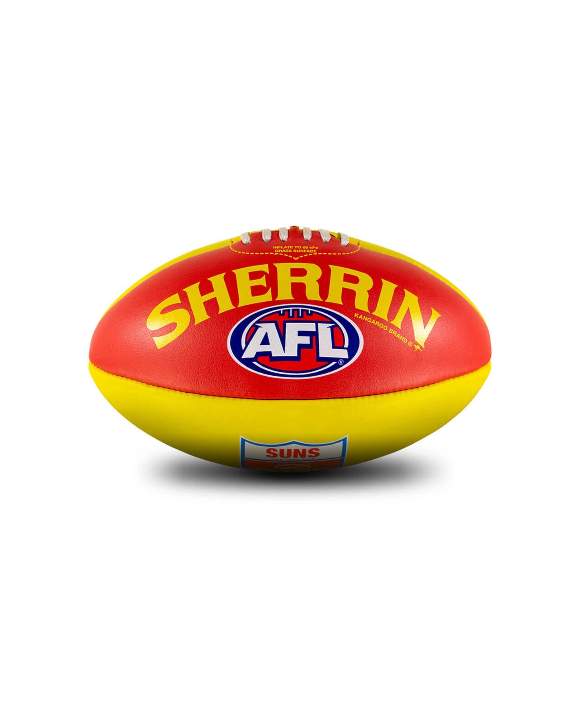 3 Sherrin AFL Team Leather Football Gold Coast Suns Size 5 Training Quality - Multi, 3 of 4