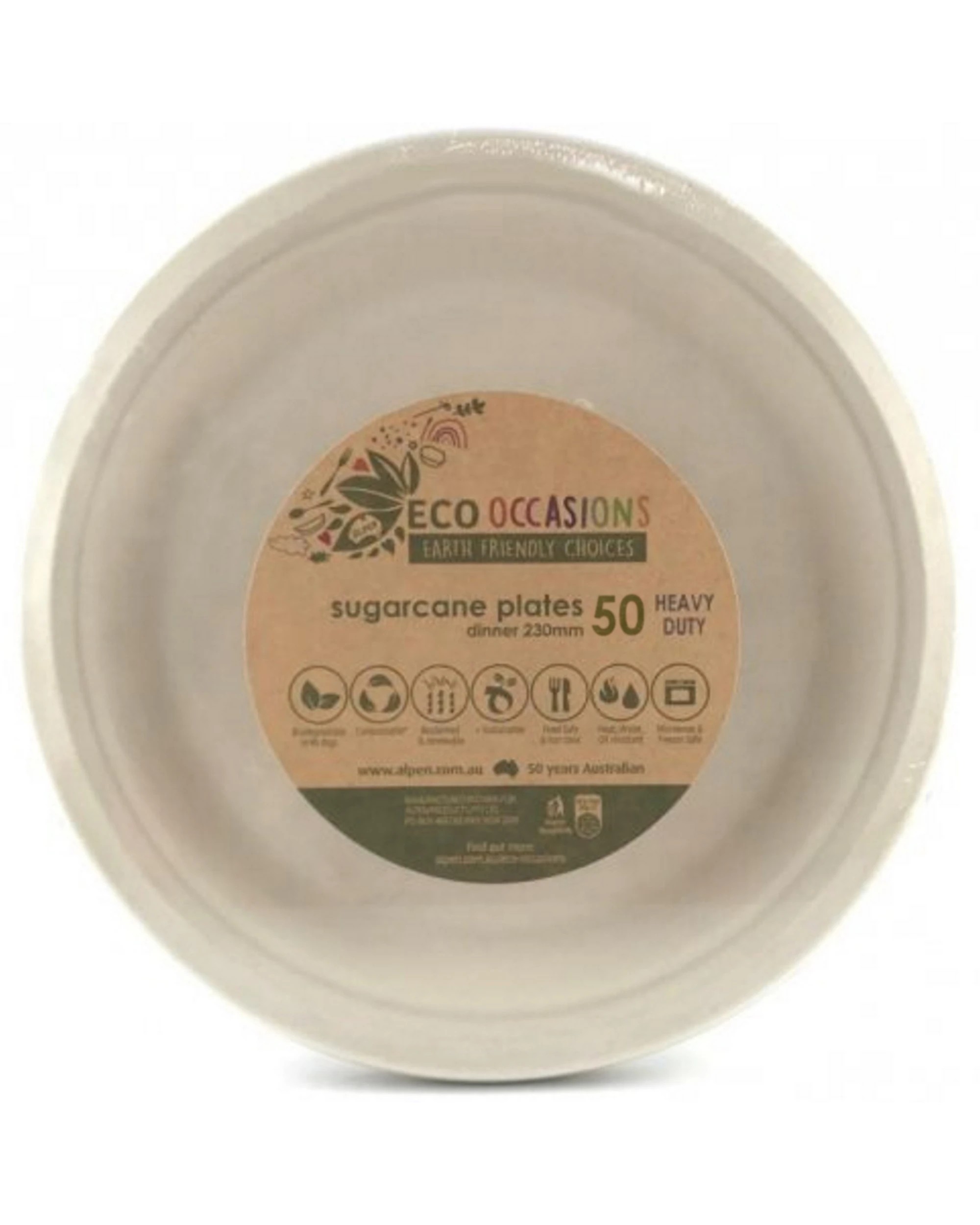 2 Alpen Natural Sugar Cane Large Plates 23cm Bulk Pack of 50, 2 of 3