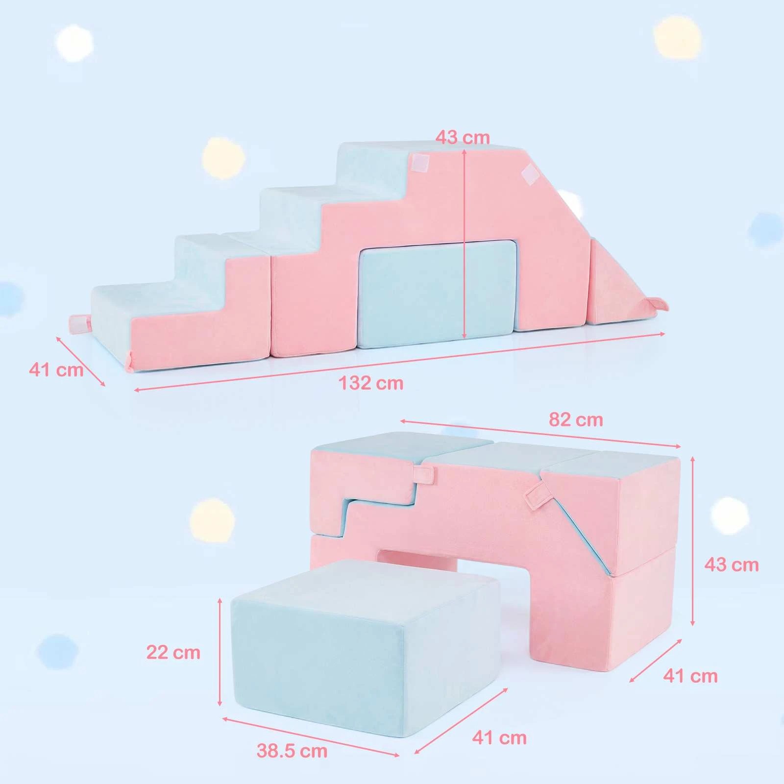 2 Costway 4-in-1 Foam Climbing Blocks Soft Climb Crawl Play Set - Pink, 2 of 3