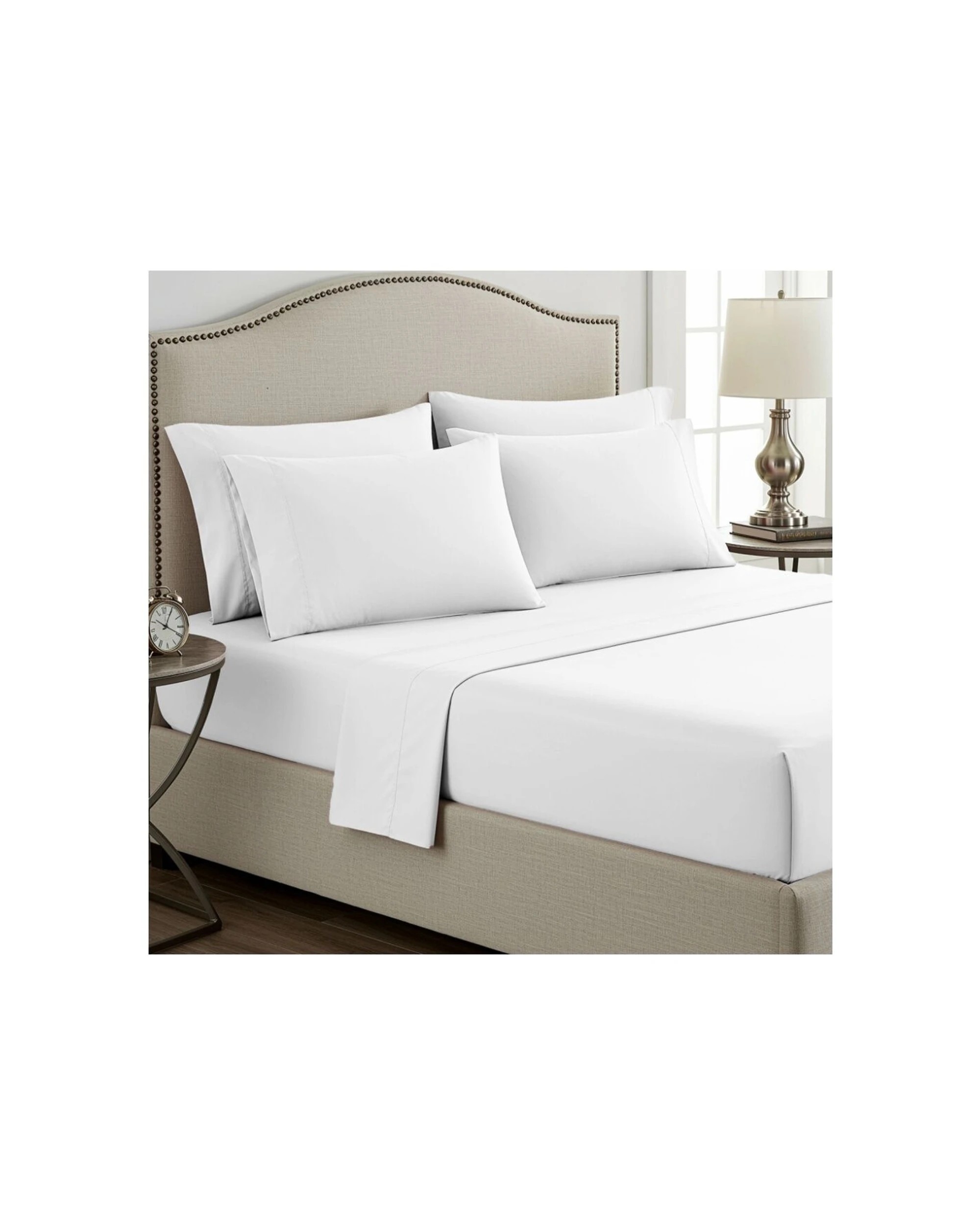 1 Grosvenor House Dyed Bamboo Cotton Bed Sheet Sets 400TC - King Bed - White, 1 of 3