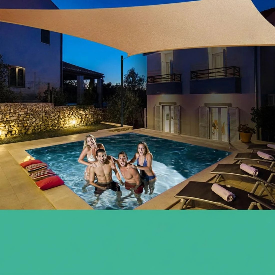 6 Instahut Shade Sail 2x4m Rectangle 185GSM 95% Sand Shade Cloth - Beige, 6 of 7