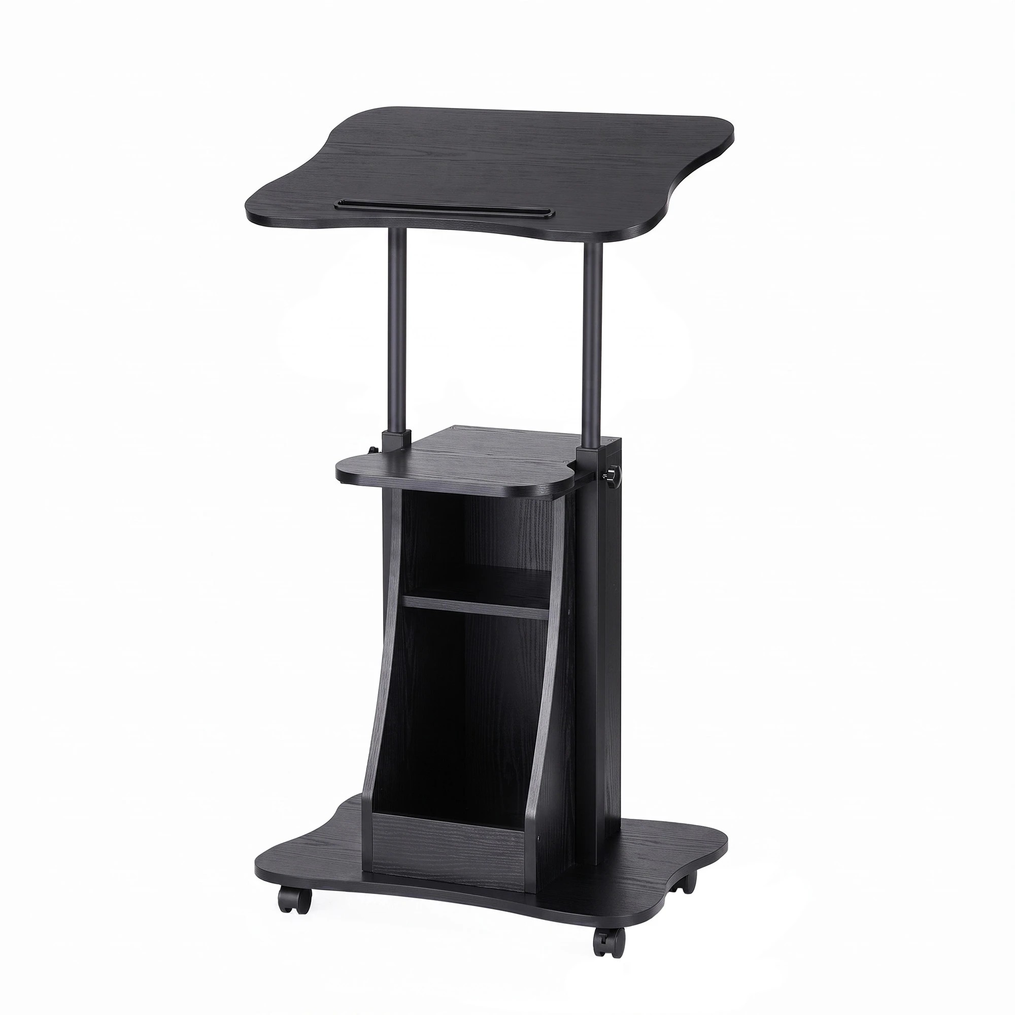 1 Artiss Mobile Podium Stand with Lockable Wheels Height Adjustable Laptop Desk - Black, 1 of 10