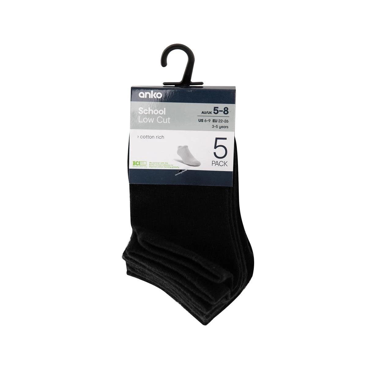 3 5 Pack School Low Cut Socks BLACK, 3 of 3