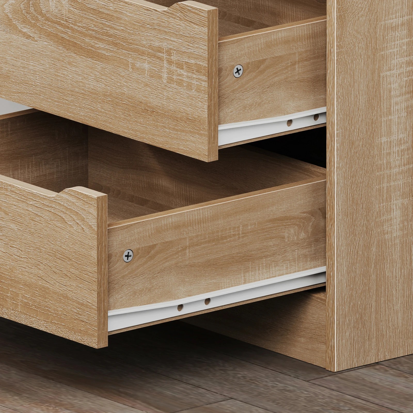 4 Alfordson Chest of 2 Drawers Office Storage Cabinet Tallboy Bedroom - Oak, 4 of 10