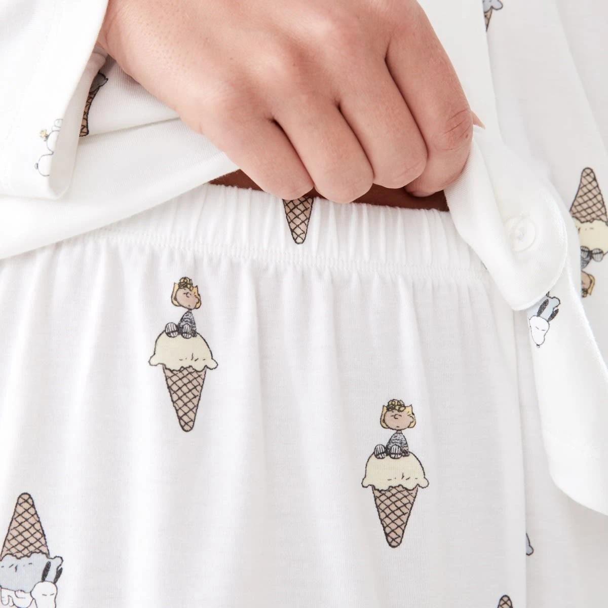 7 Snoopy License Long Sleeve Top and Shorts Comfort Pyjama Set SNOOPY ICECREAM WHITE, 7 of 8