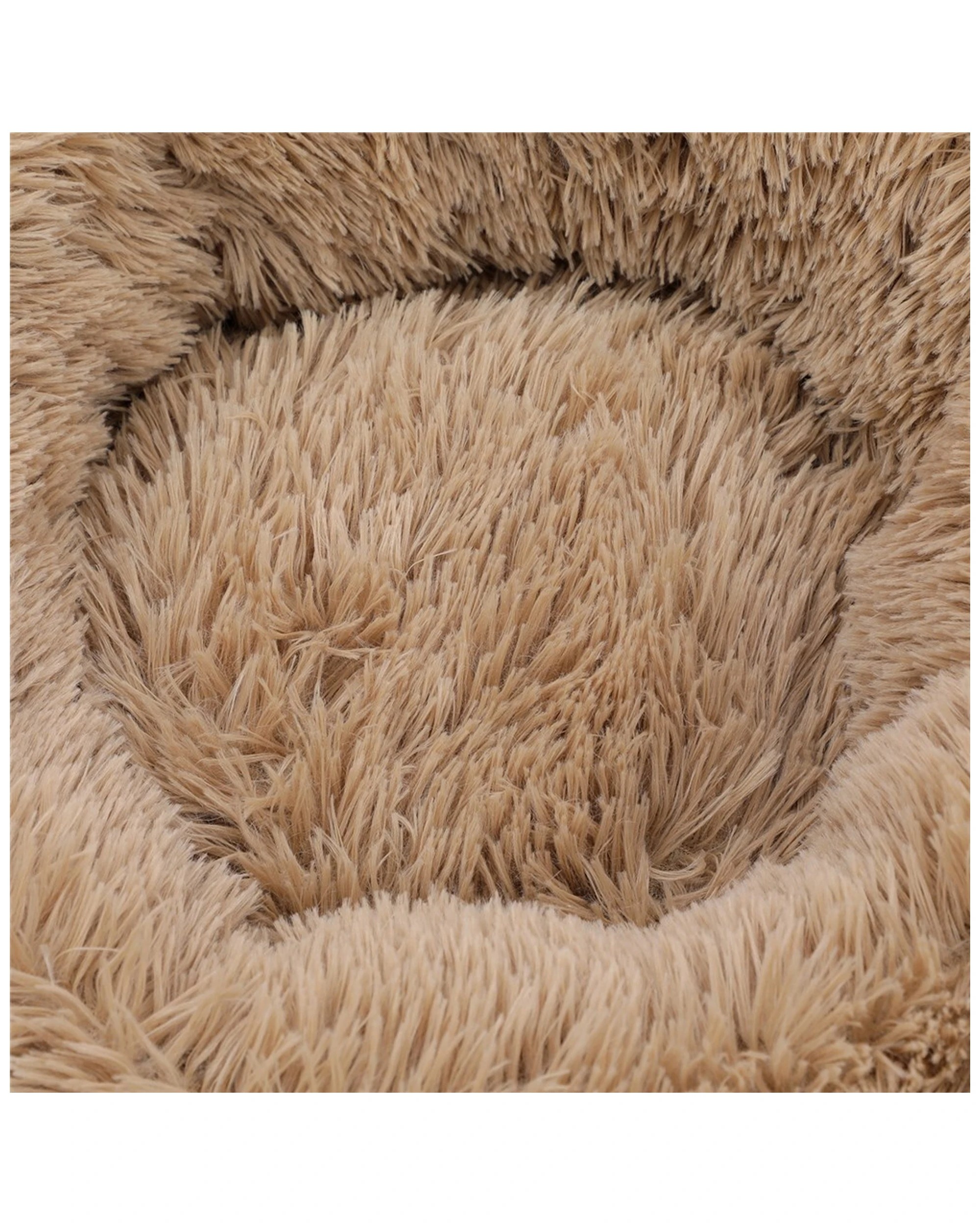 2 Paws And Claws Pet Calming 50cm Plush Bed Round Sleeping Cushion Small Camel - Brown, 2 of 8