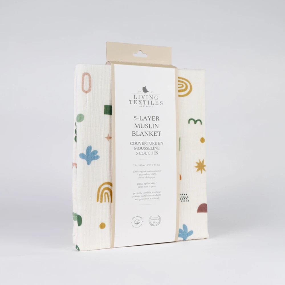 6 Living Textiles 5 Layer Muslin Pram Blanket – Geo Mod, Assorted Designs, 6 of 6