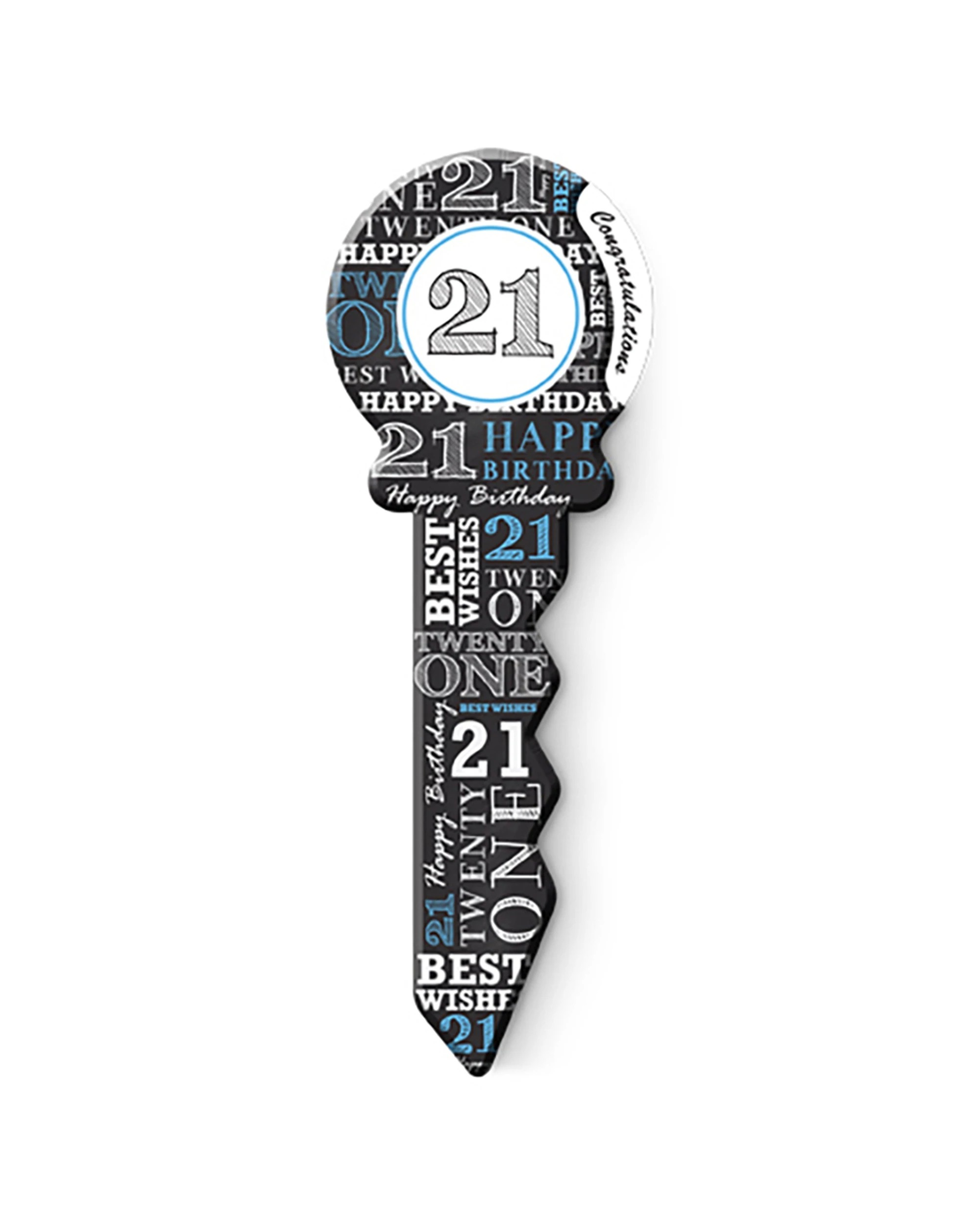 1 Small 21st Birthday Big Key Blue Fun Novelty Celebration Message Gift Set
 - Blue, 1 of 3