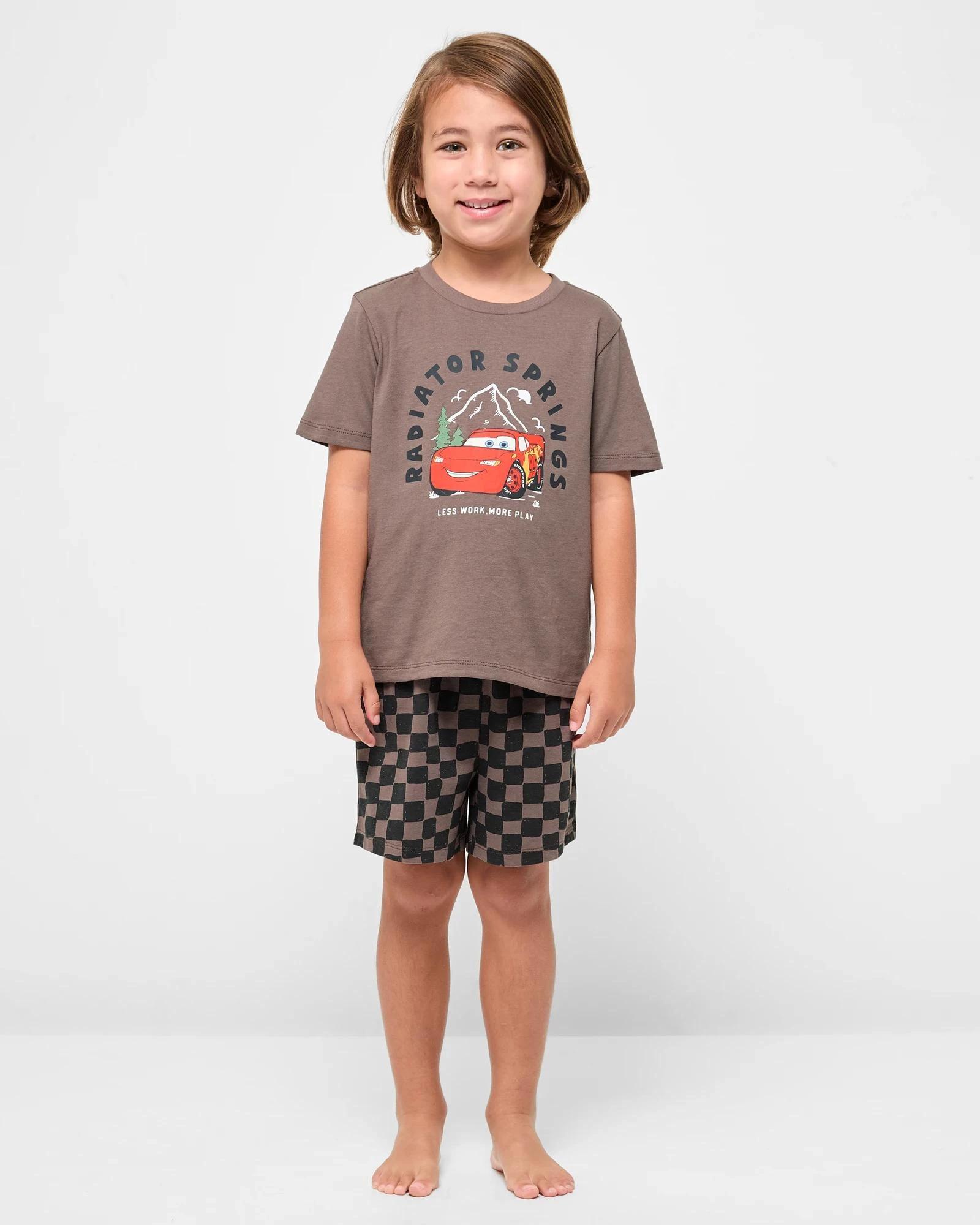 2 Disney Pixar Cars Australian Cotton Younger Boys Short Sleeve Pyjama Set 2 Pack - Brown BROWN, 2 of 4