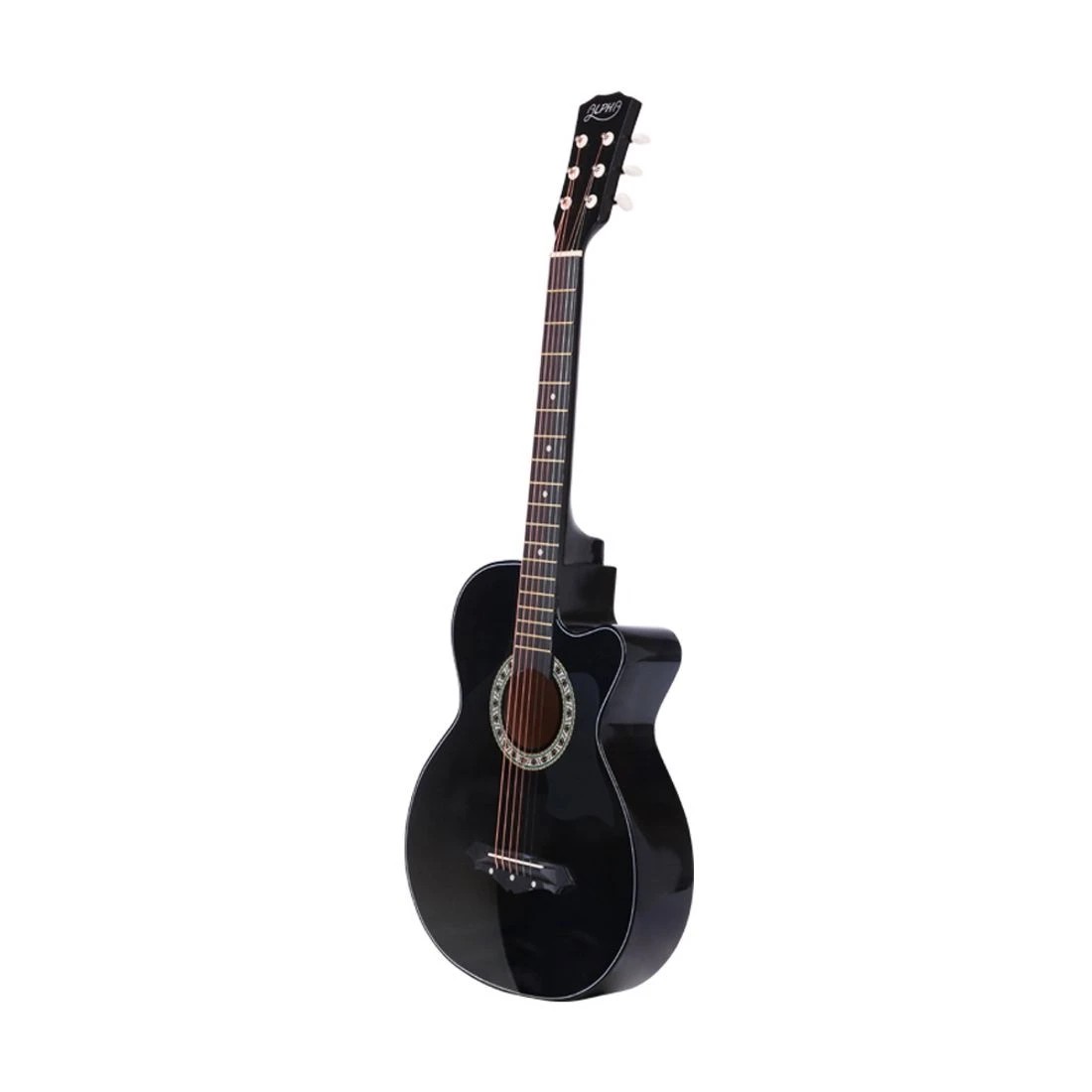 3 Alpha 38 Inch Acoustic Guitar Wooden Body Steel String Full Size Cutaway - Black, 3 of 8