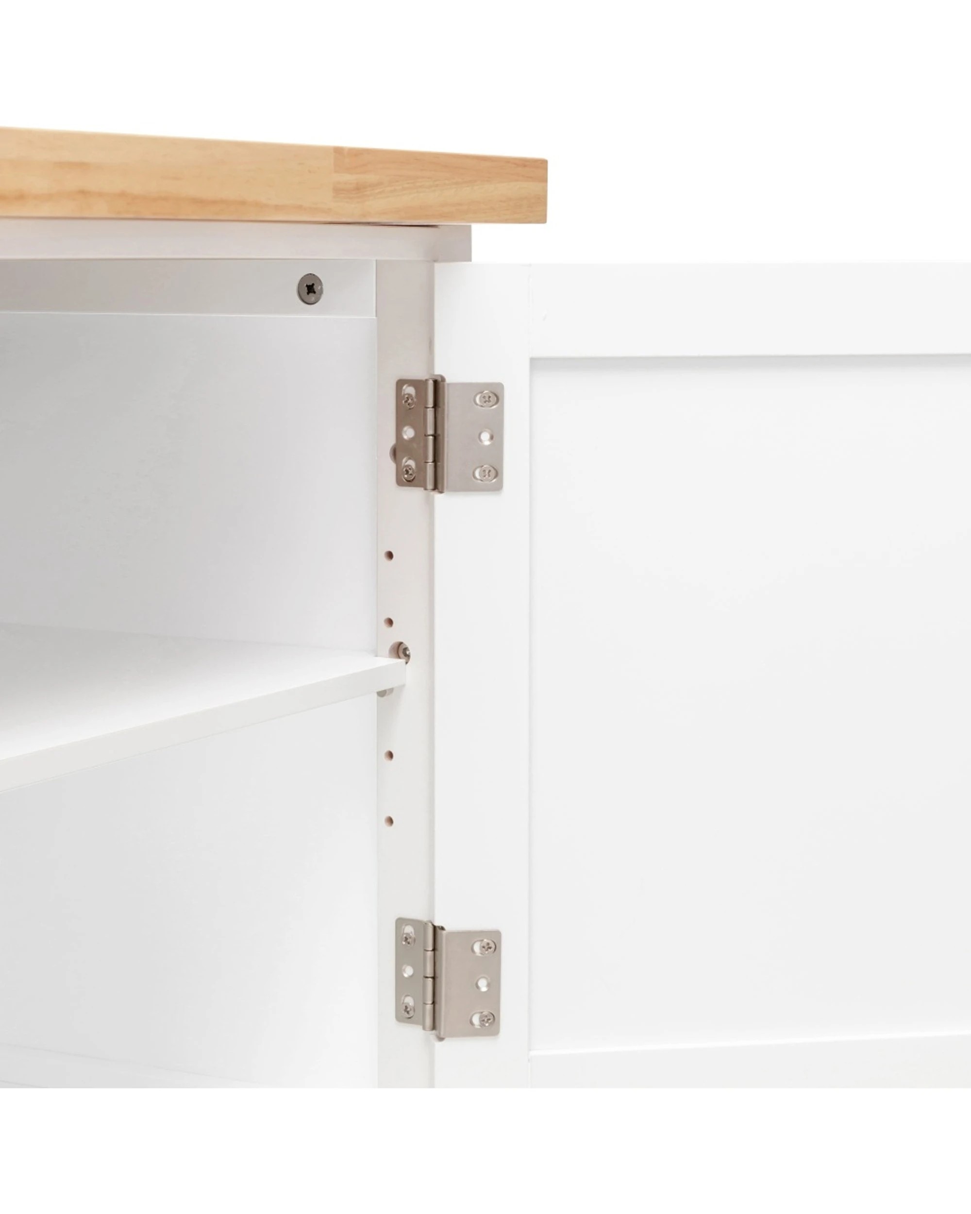 7 Alpine Bay Hamptons Kitchen Island 2 Door Solid Wood Top 116cm Wide - White, 7 of 8