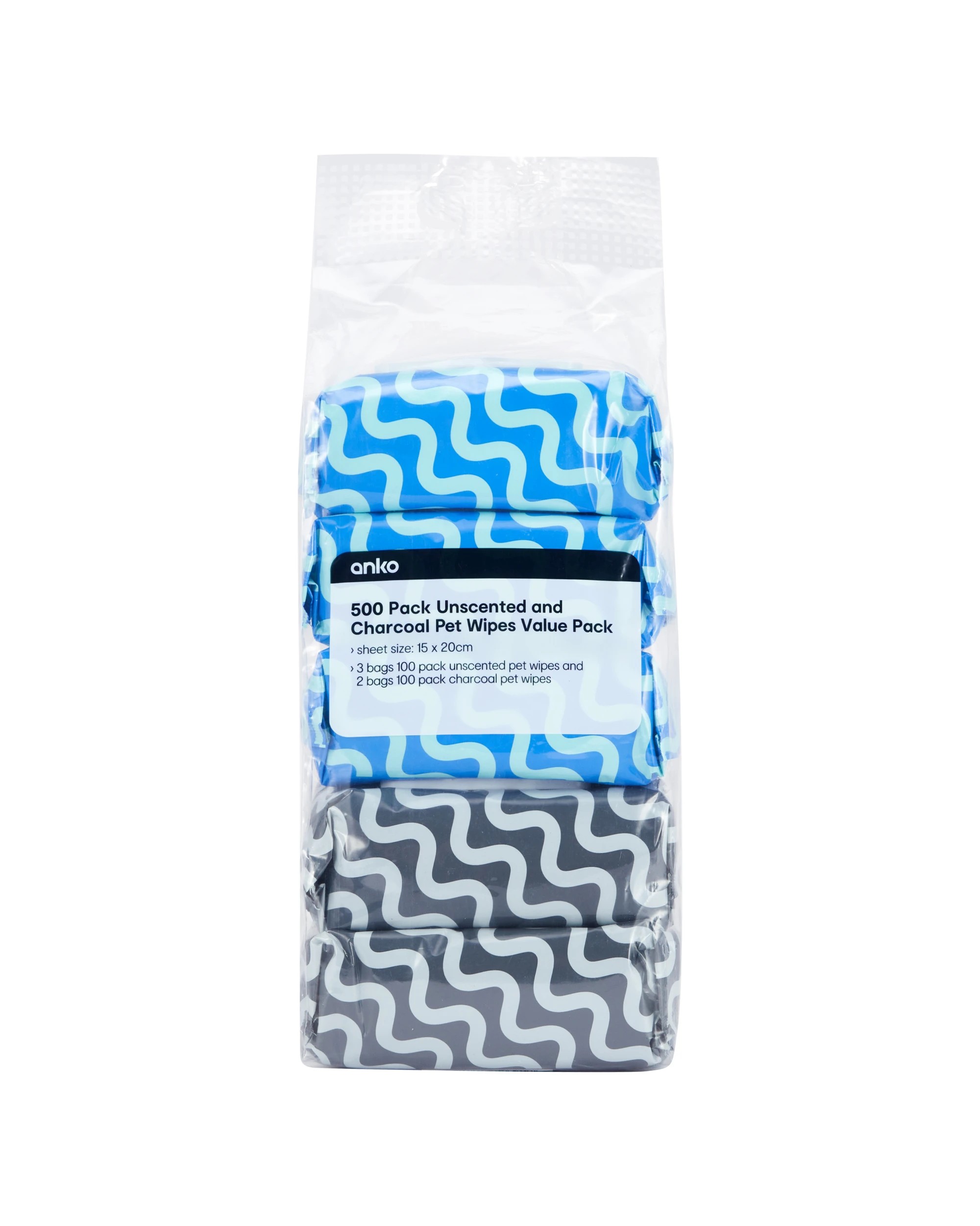 1 500 Pack Charcoal and No-Scent Pet Wipes Value Pack, 1 of 5