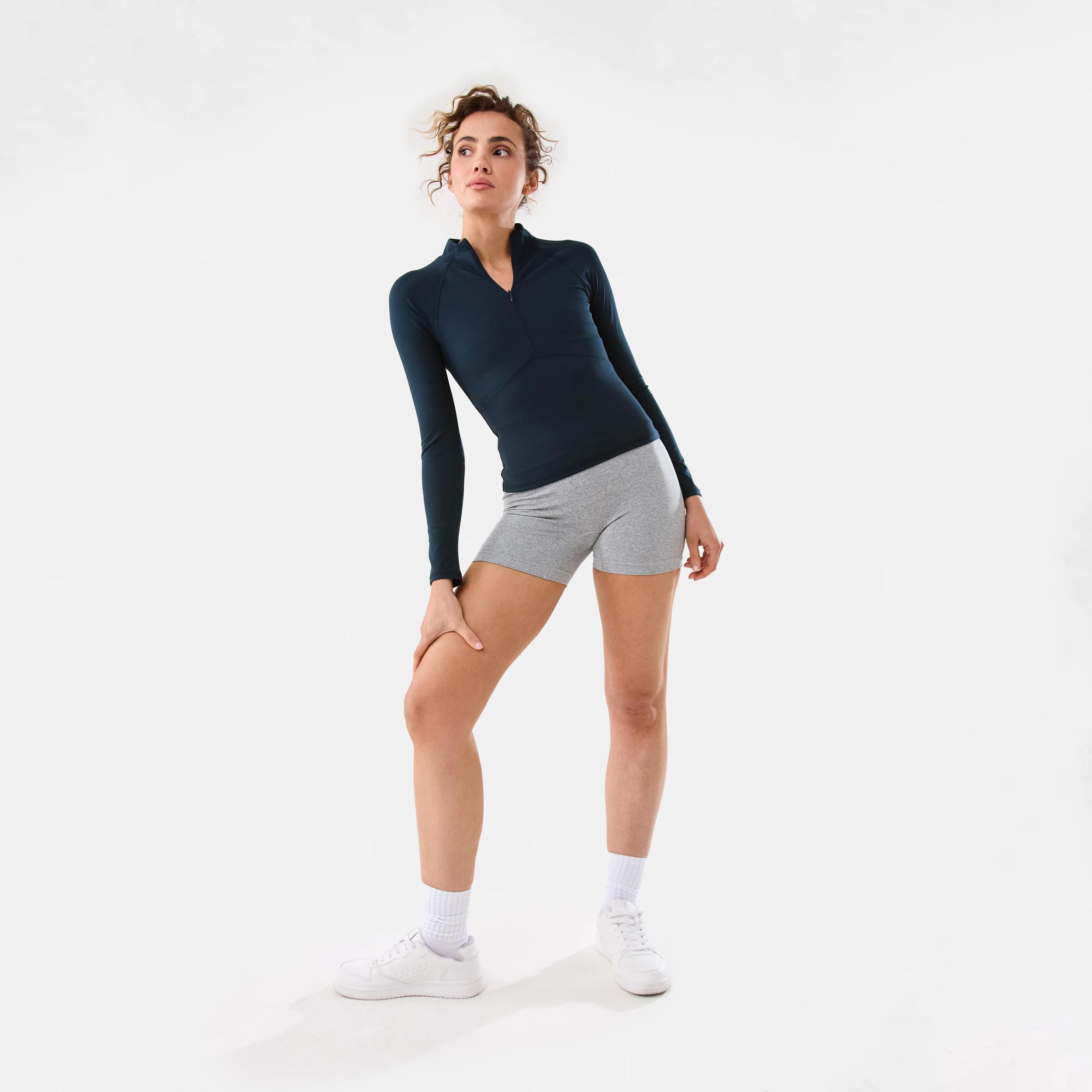 2 Active Womens Long Sleeve 1/4 Zip Ultrasoft Top SHADE NAVY, 2 of 6