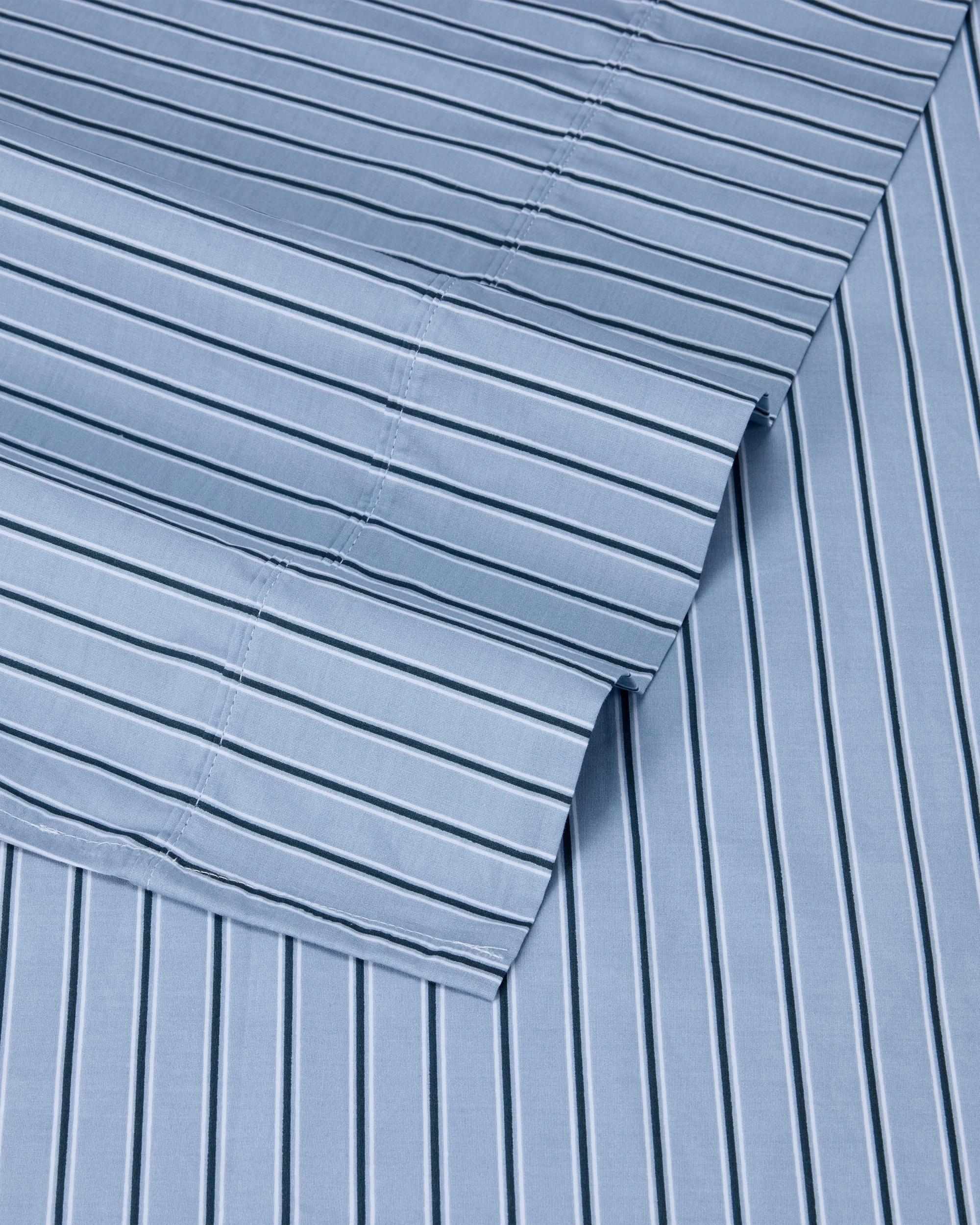 4 225 Thread Count Stripe Cotton Sheet Set - Queen Bed, Blue, 4 of 6