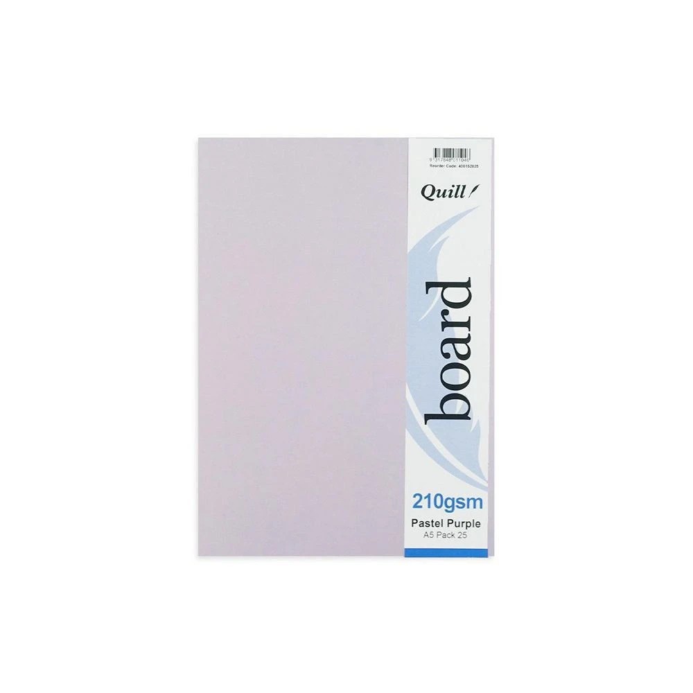 3 Quill A5 Board 210gsm Pastel Purple 25 Pack, 3 of 3