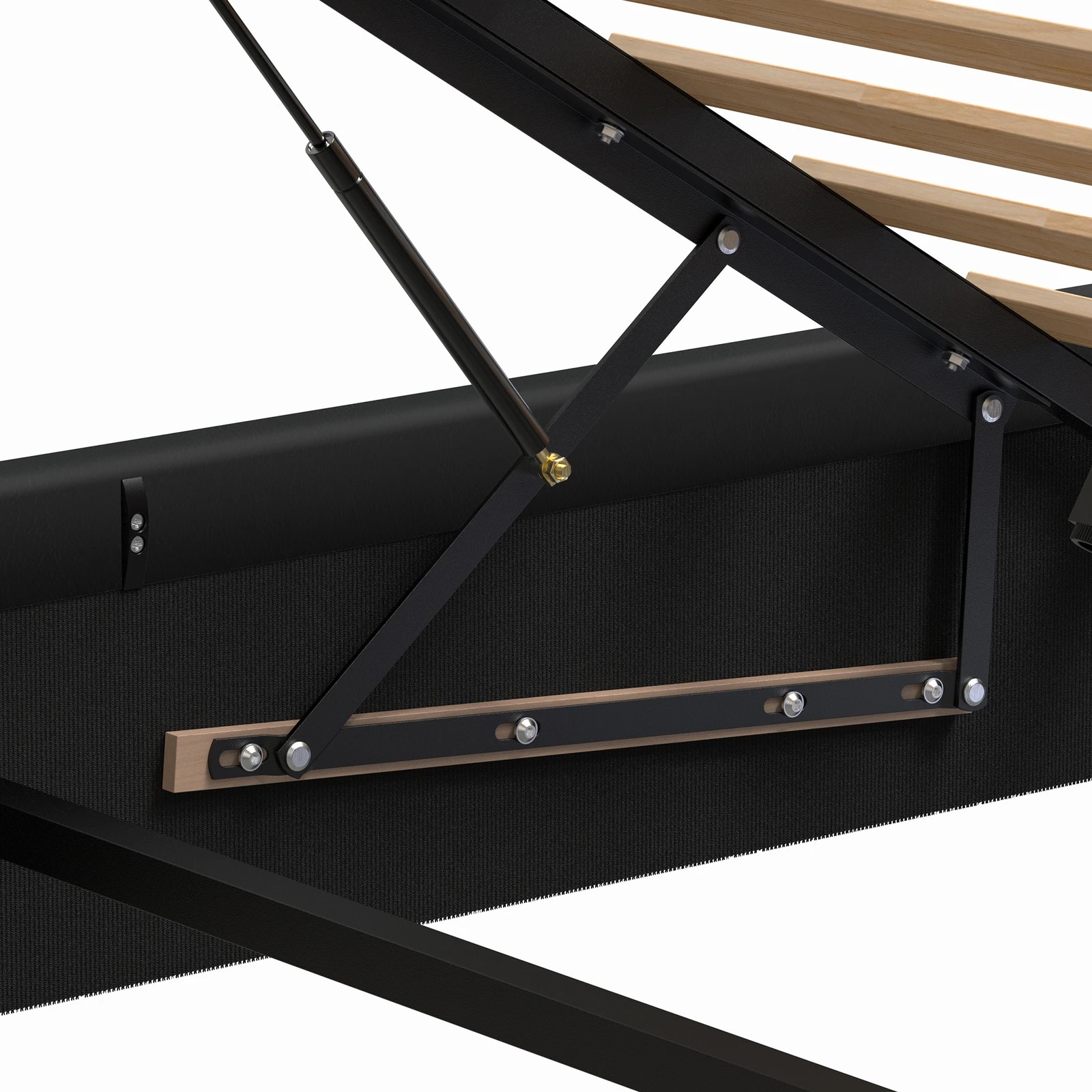 7 Alfordson Bed Frame King Size Gas Lift Base With Storage Leather Howell - Black, 7 of 10