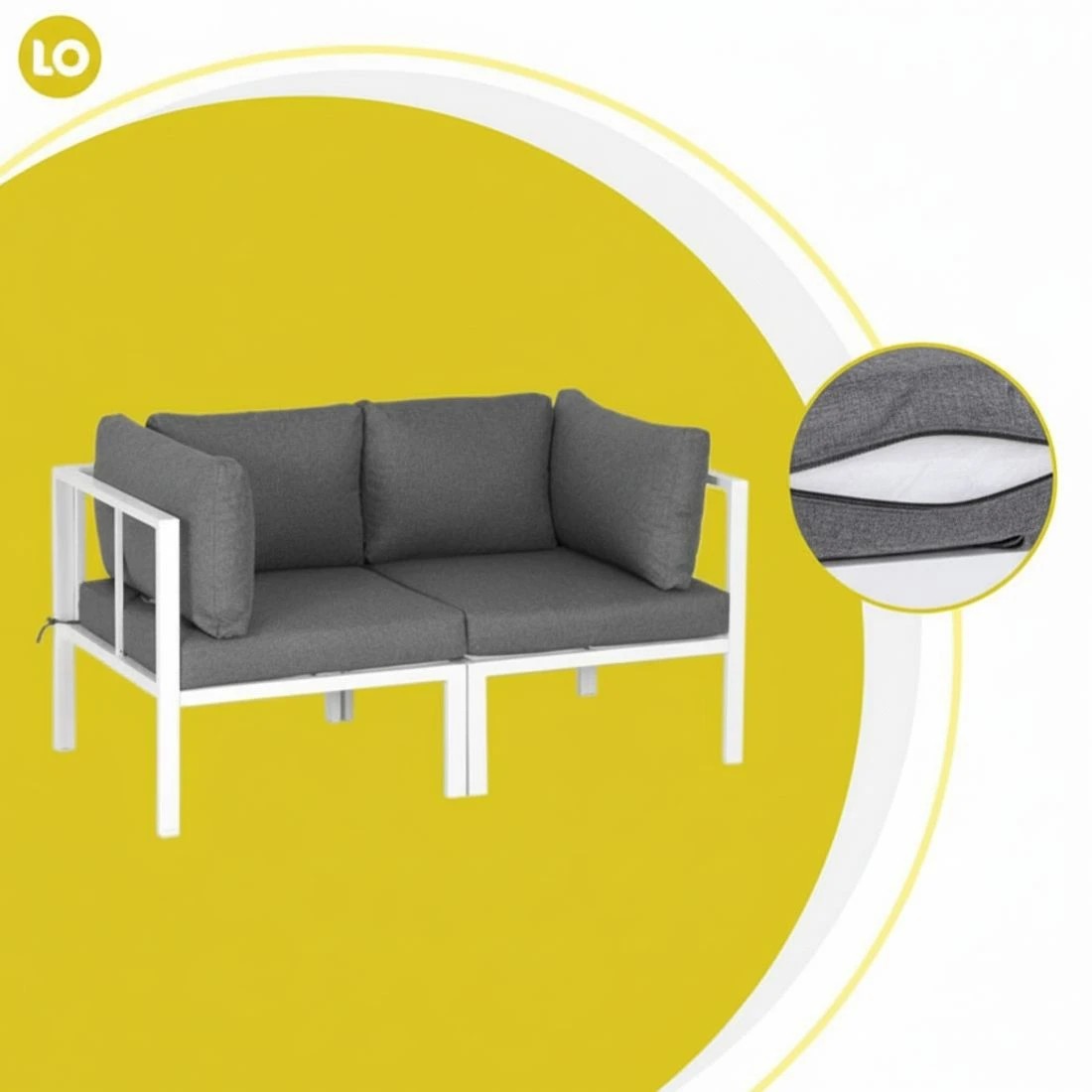 4 Gardeon 6PCS Outdoor Sofa Set Aluminium Table and Chairs Lounge Patio Furniture - White, 4 of 5