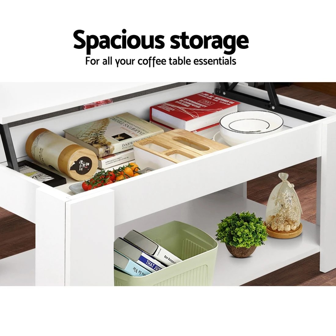 6 Artiss Coffee Table Lift-top Coffee Table - White, 6 of 8