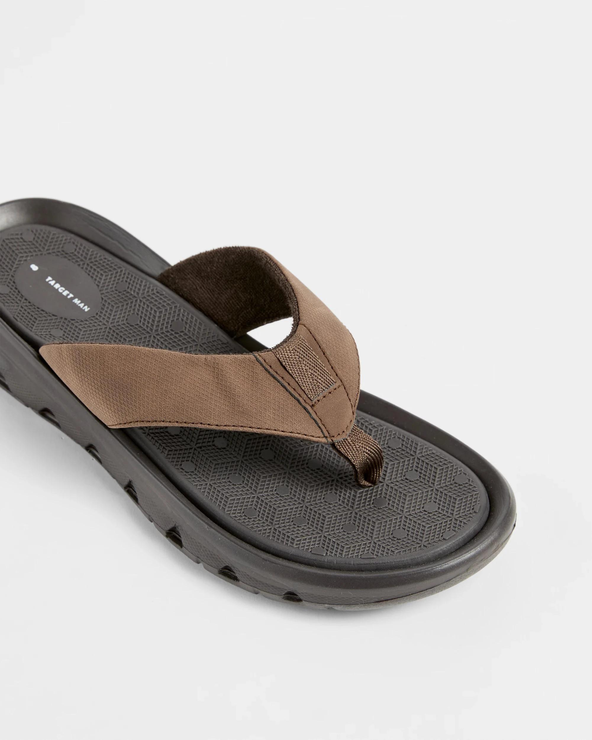 2 Target Man Mens Elevated Sporty Thongs BROWN, 2 of 3