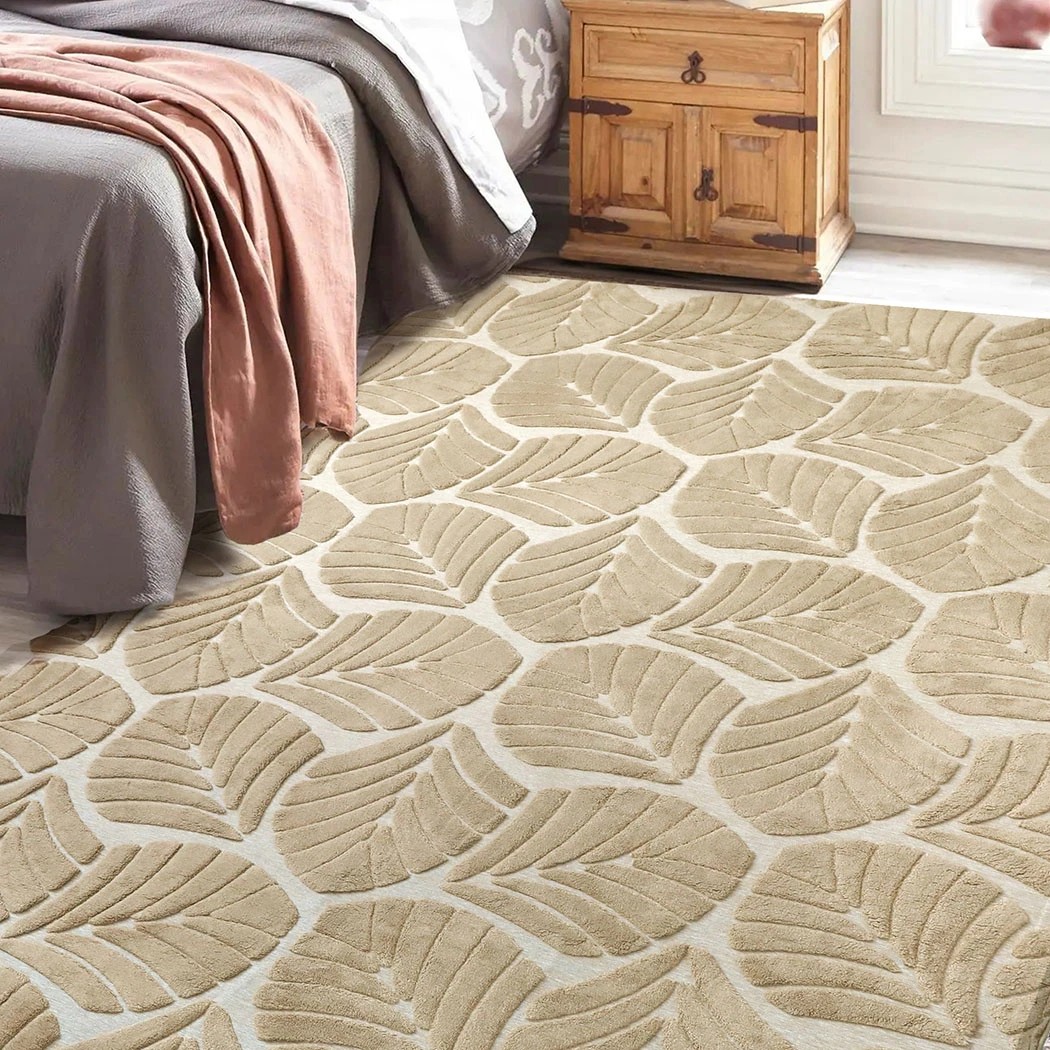 7 Marlow Machine Washable Floor Rug High-Low Textured Golden Leaf, 7 of 8
