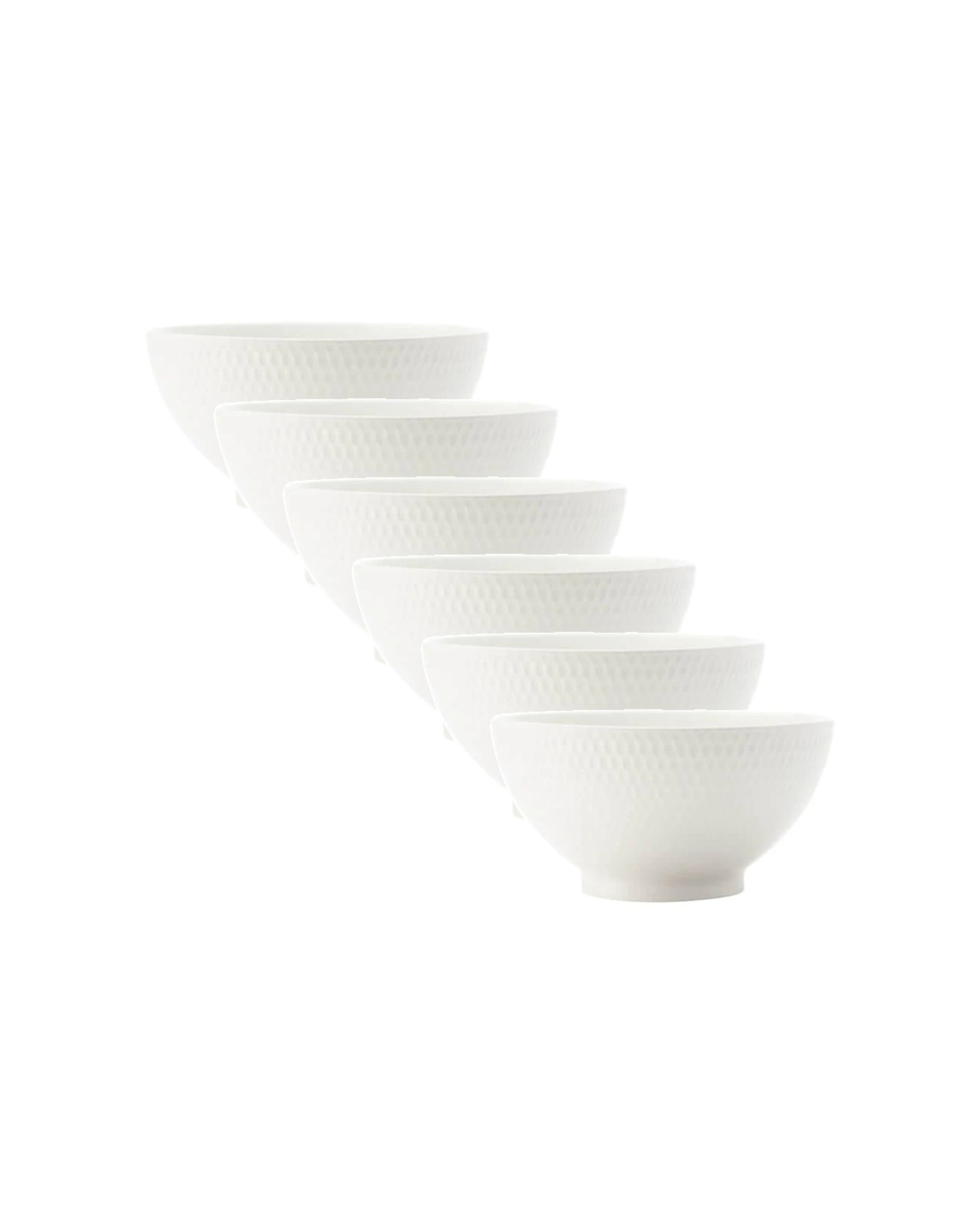 1 Maxwell & Williams 6x Basics Rice Bowl Porcelain Diamonds Set 12.5cm - White, 1 of 2